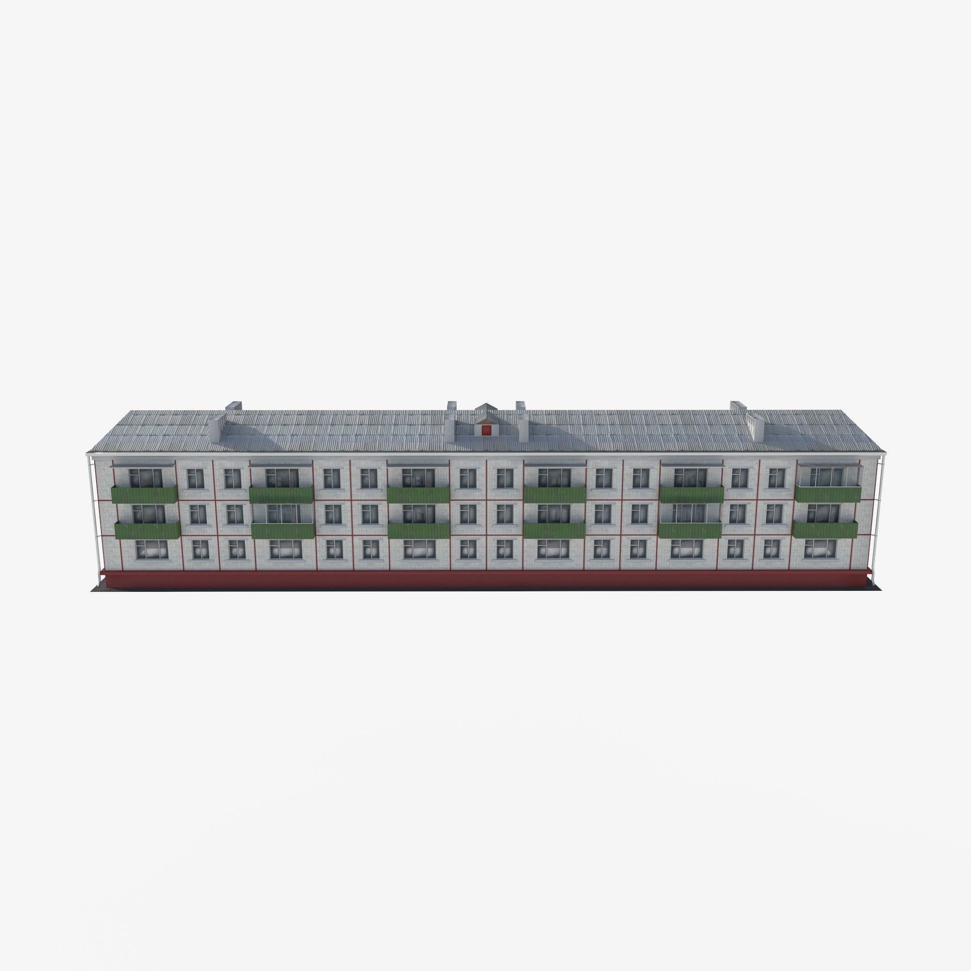 residential building with tiles on the facade Low-poly 3D model_3