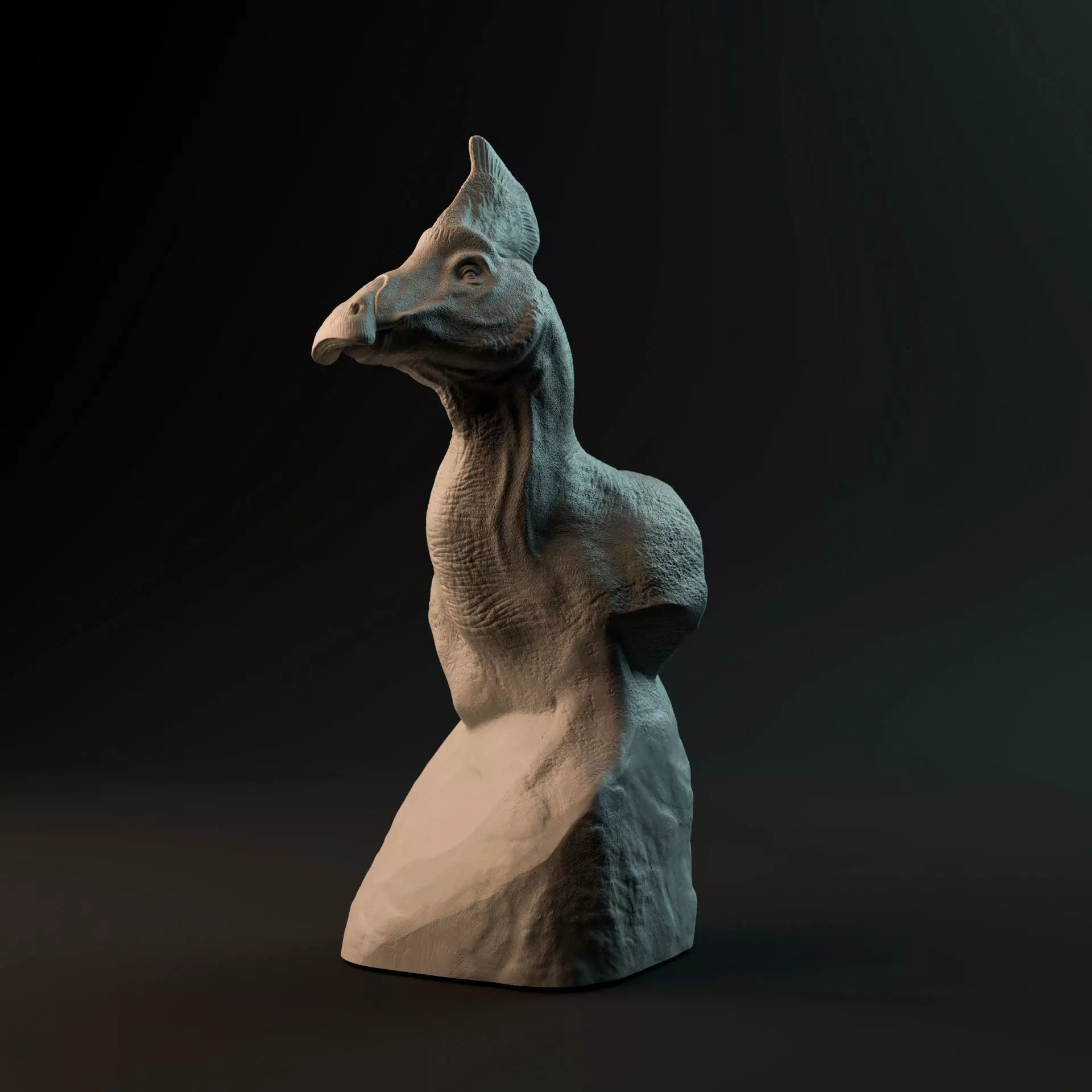 Olorotitan bust - pre-supported dinosaur head 3D print model_0