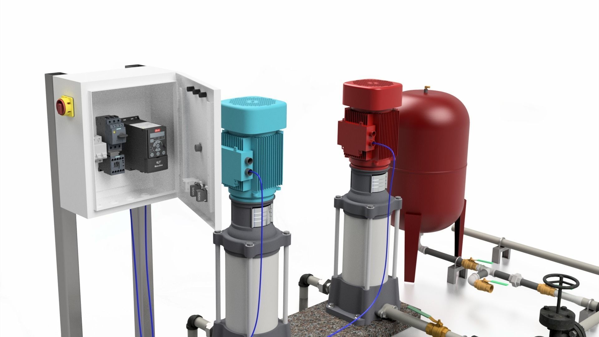 Installations of Booster Pump Multistage Pump Full Assembly 3D print model_5