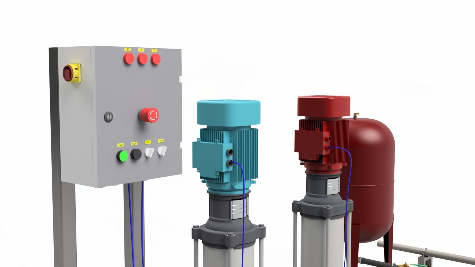 Installations of Booster Pump Multistage Pump Full Assembly 3D print model_2