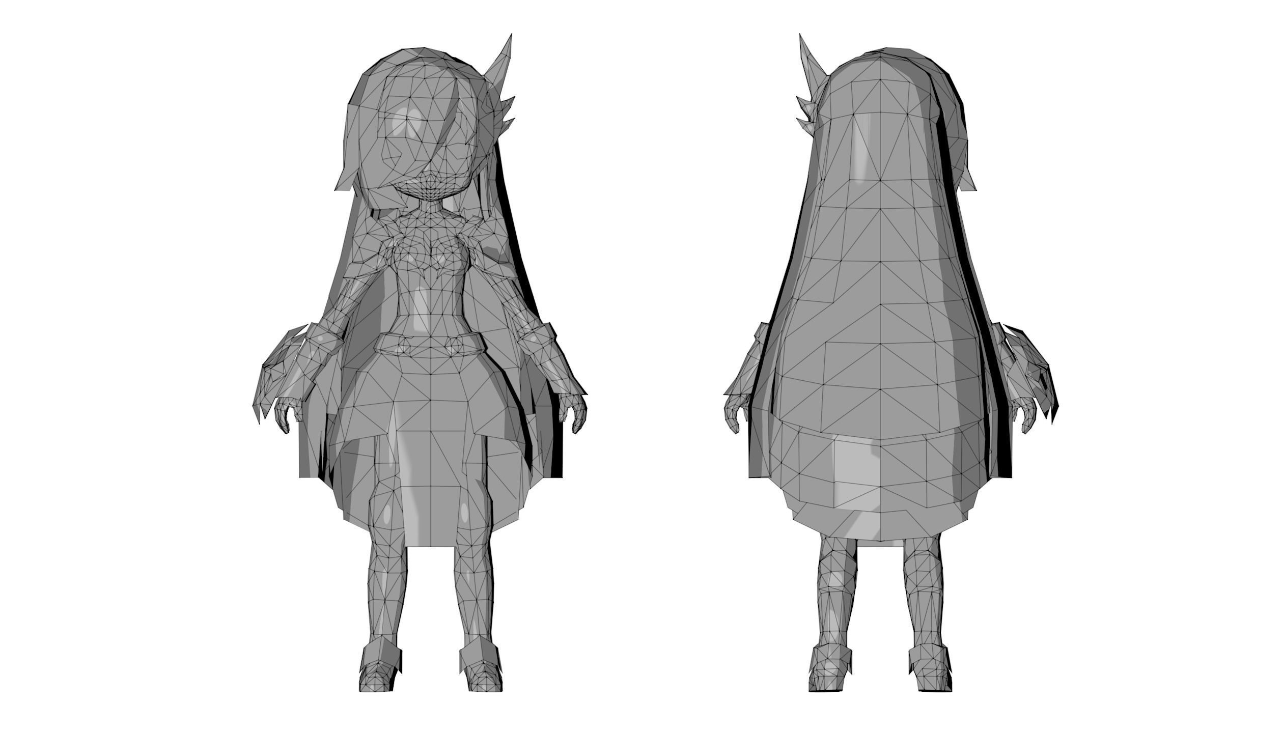 Anime Girl - Fully Rigged Character - 7 Variants - Set 1 Low-poly 3D model_4