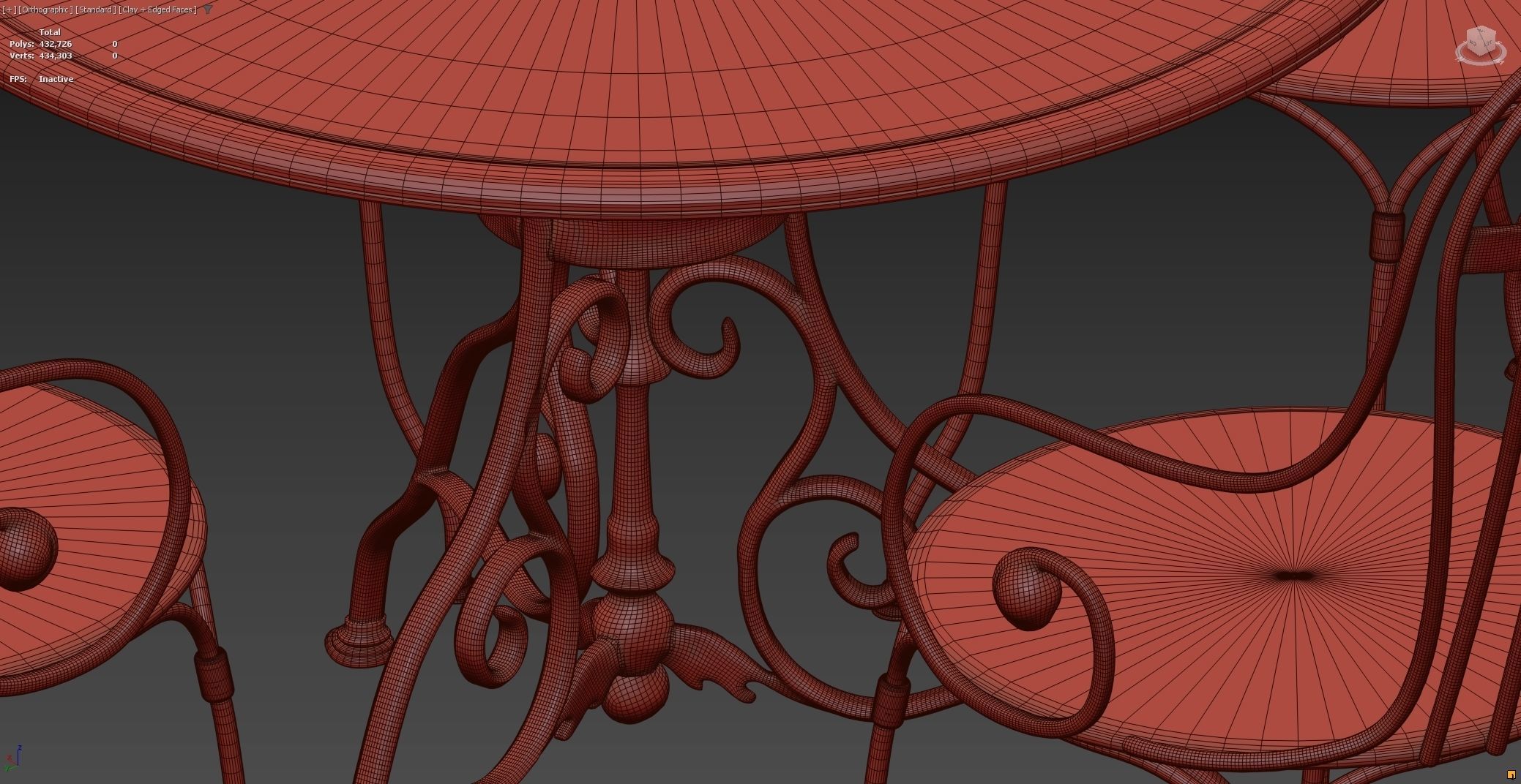 Antique Outdoor - Garden table and chairs set 3D model_12