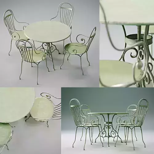 Antique Outdoor - Garden table and chairs set 3D model