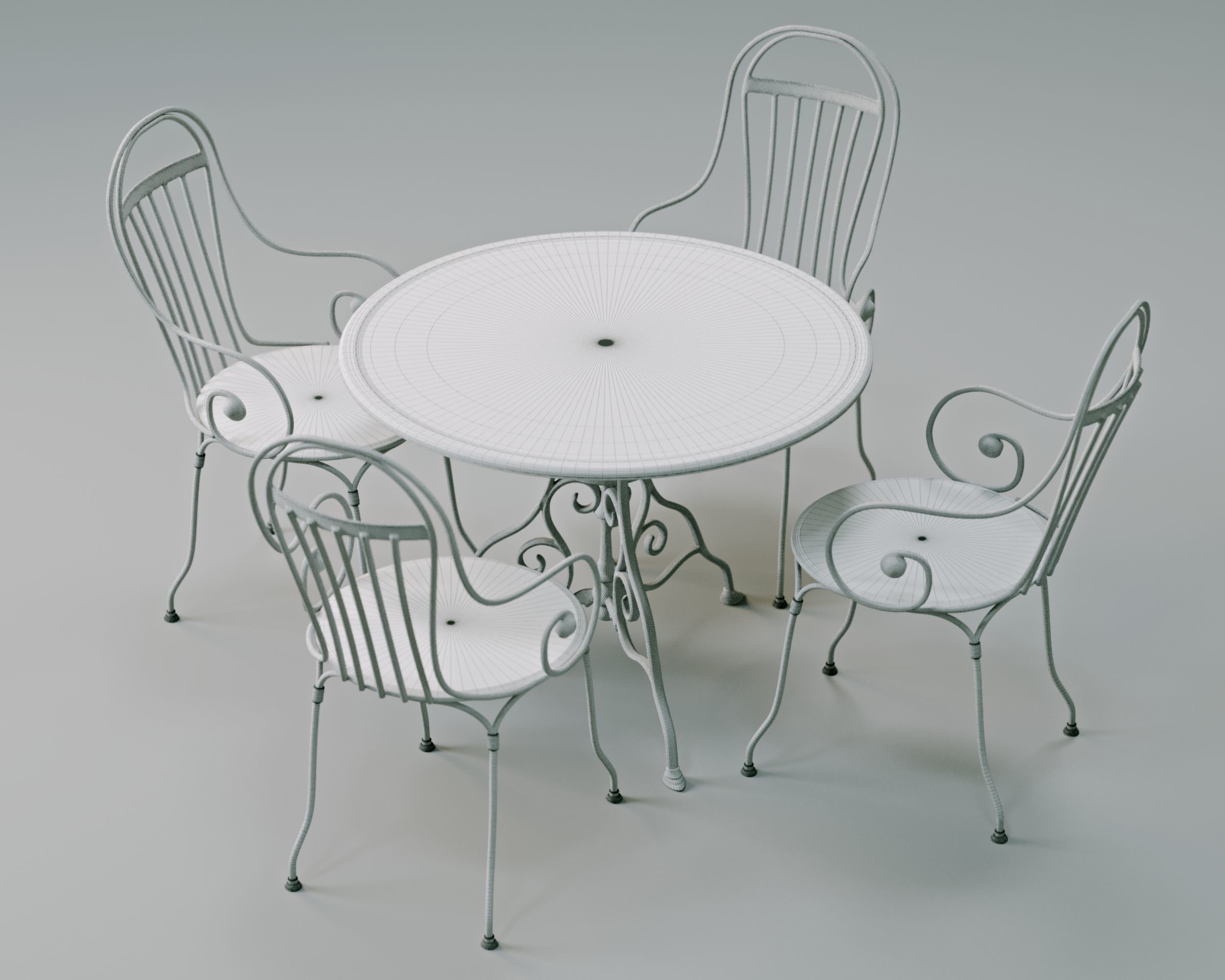 Antique Outdoor - Garden table and chairs set 3D model_7