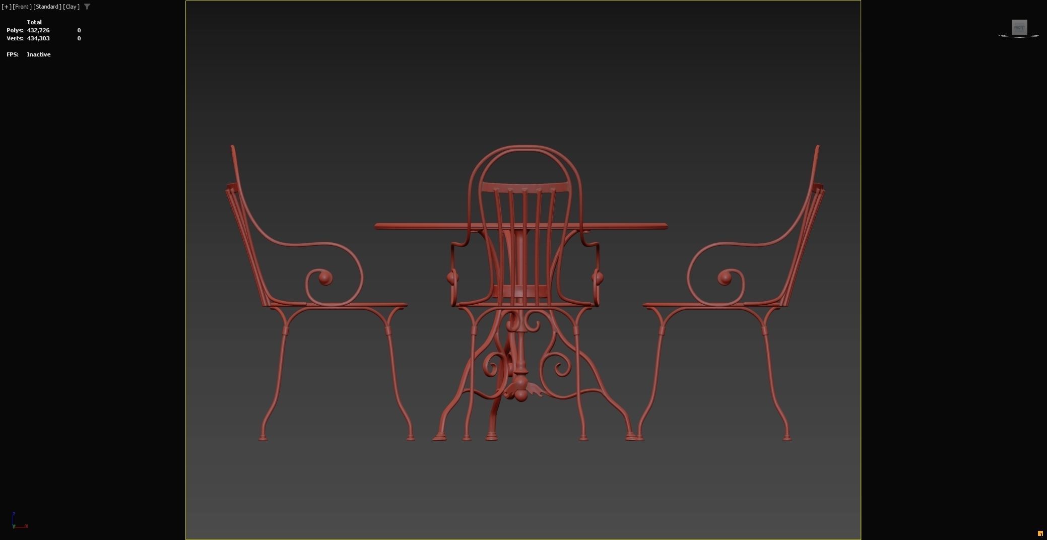 Antique Outdoor - Garden table and chairs set 3D model_19