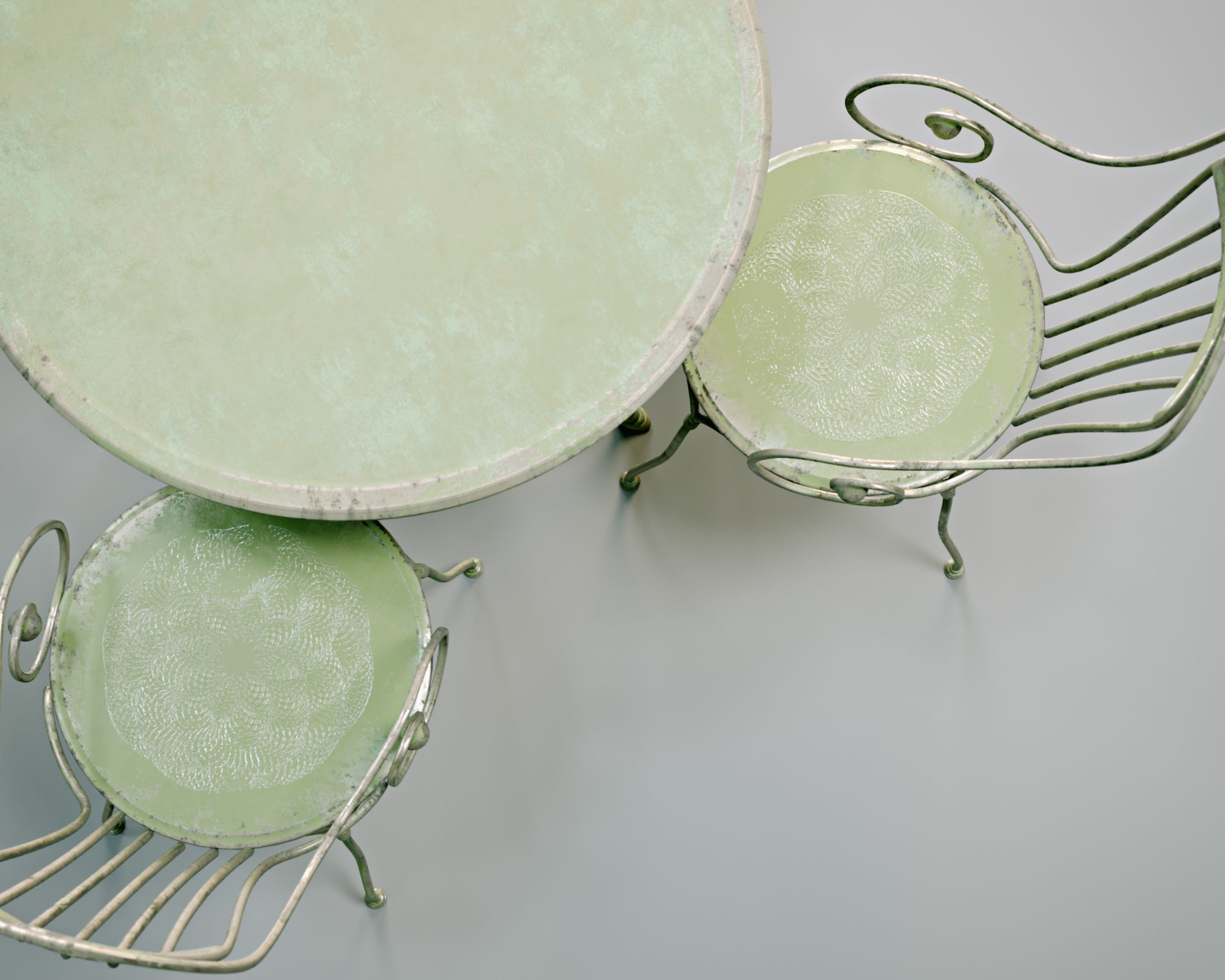 Antique Outdoor - Garden table and chairs set 3D model_4