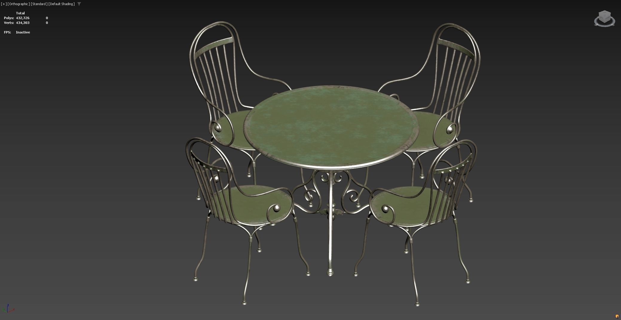 Antique Outdoor - Garden table and chairs set 3D model_16