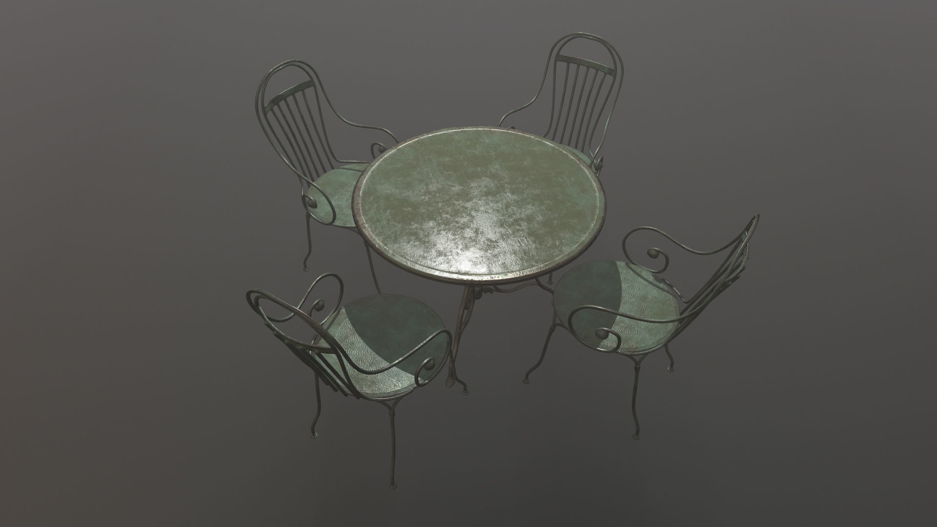 Antique Outdoor - Garden table and chairs set 3D model_20