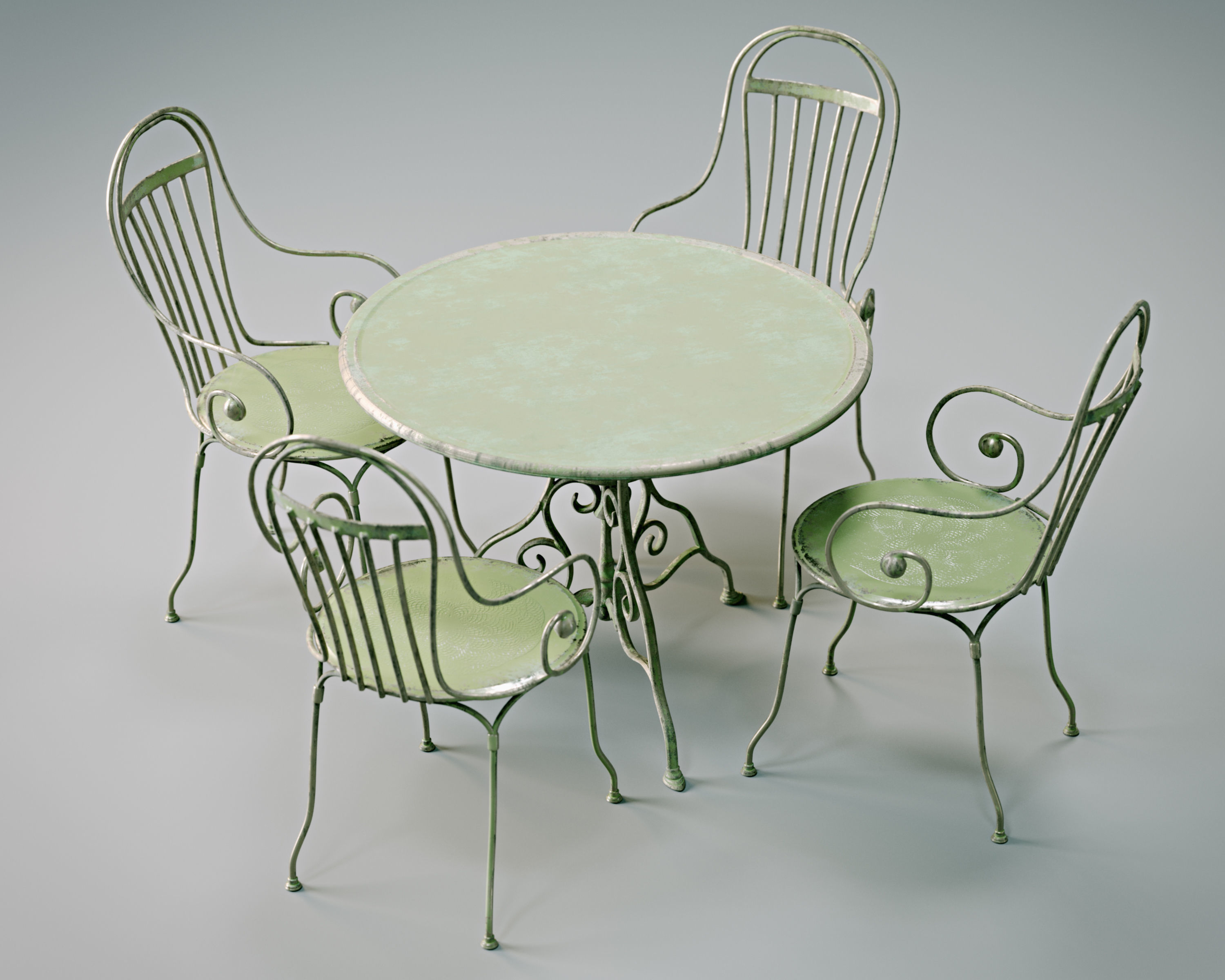 Antique Outdoor - Garden table and chairs set 3D model_2