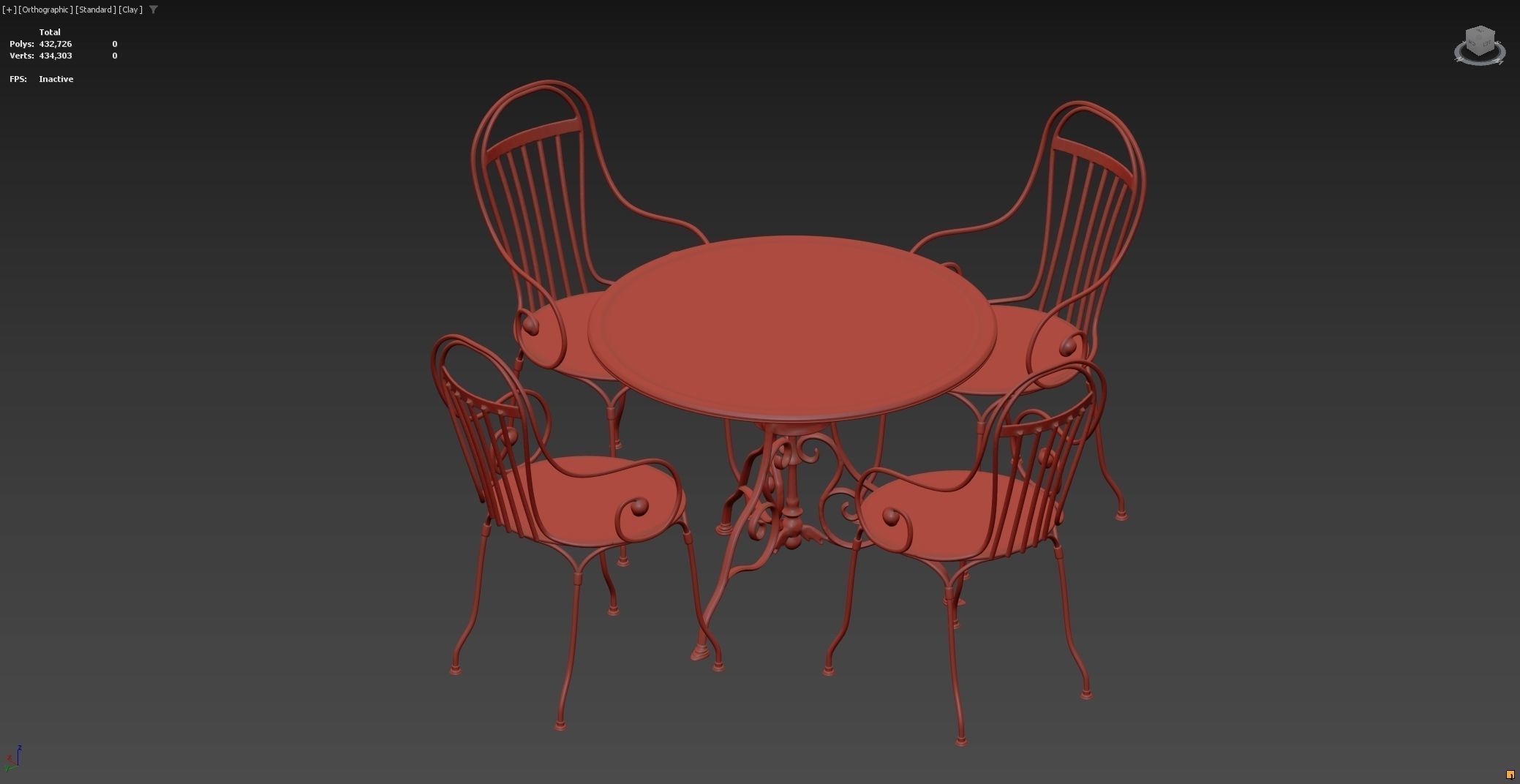 Antique Outdoor - Garden table and chairs set 3D model_11