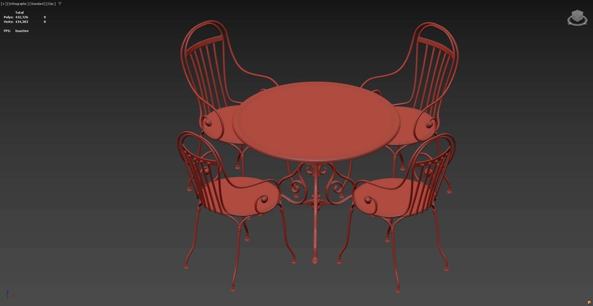 Antique Outdoor - Garden table and chairs set 3D model_15