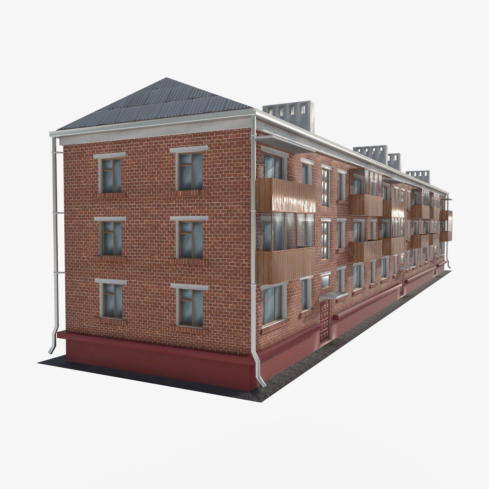 3-storey residential building 3D Model Collection_2