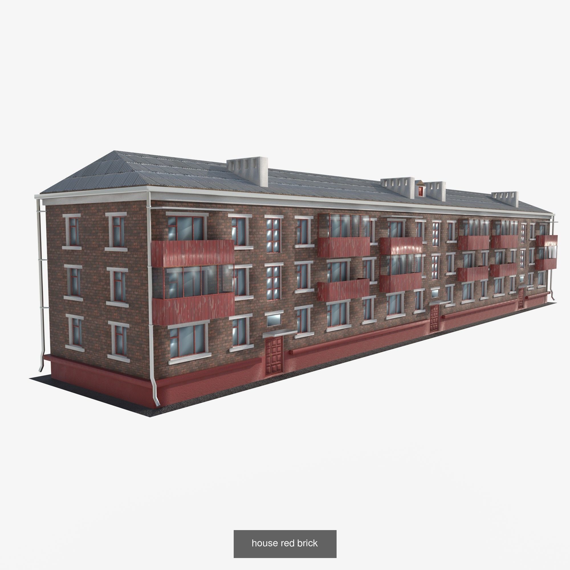 3-storey residential building 3D Model Collection_5