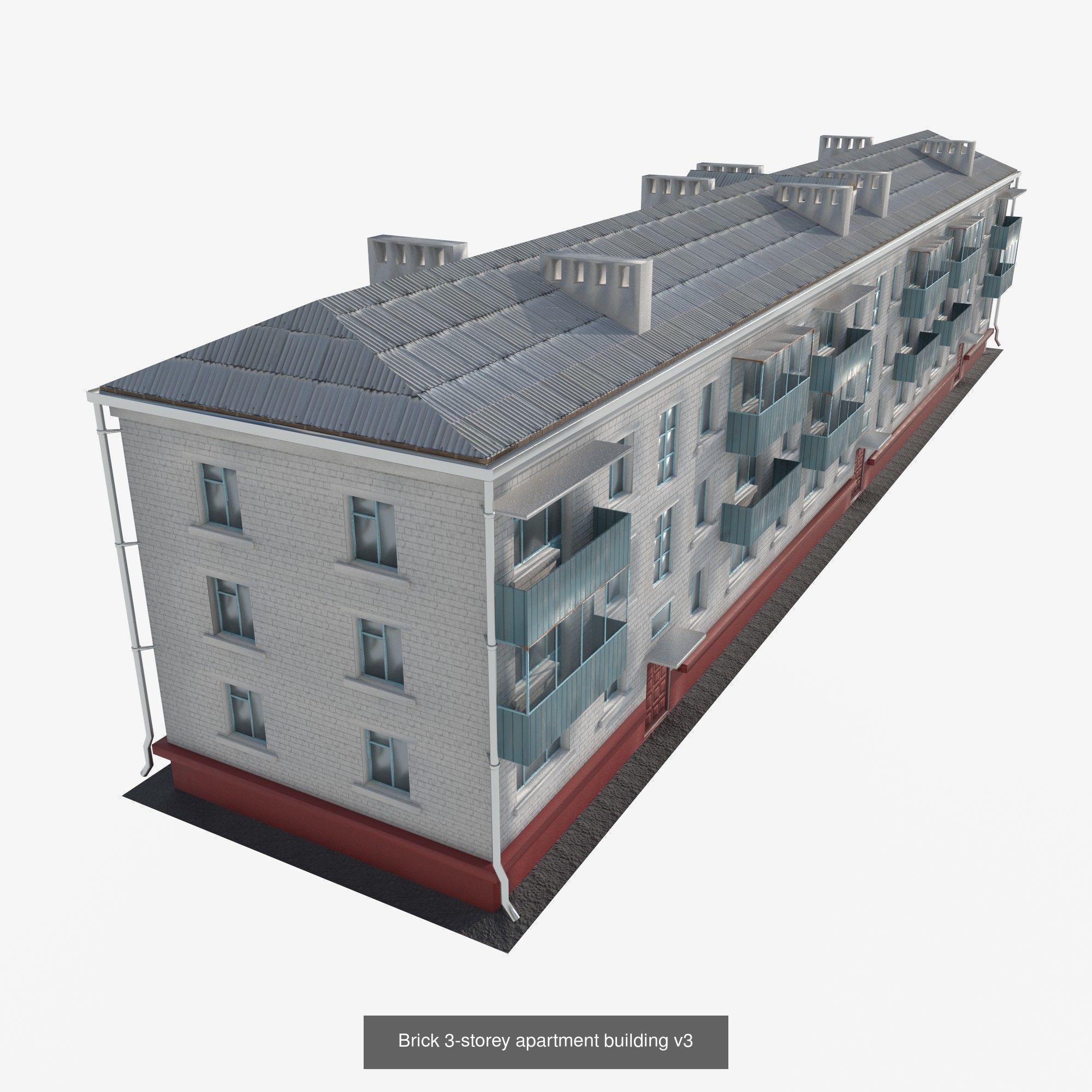 3-storey residential building 3D Model Collection_3