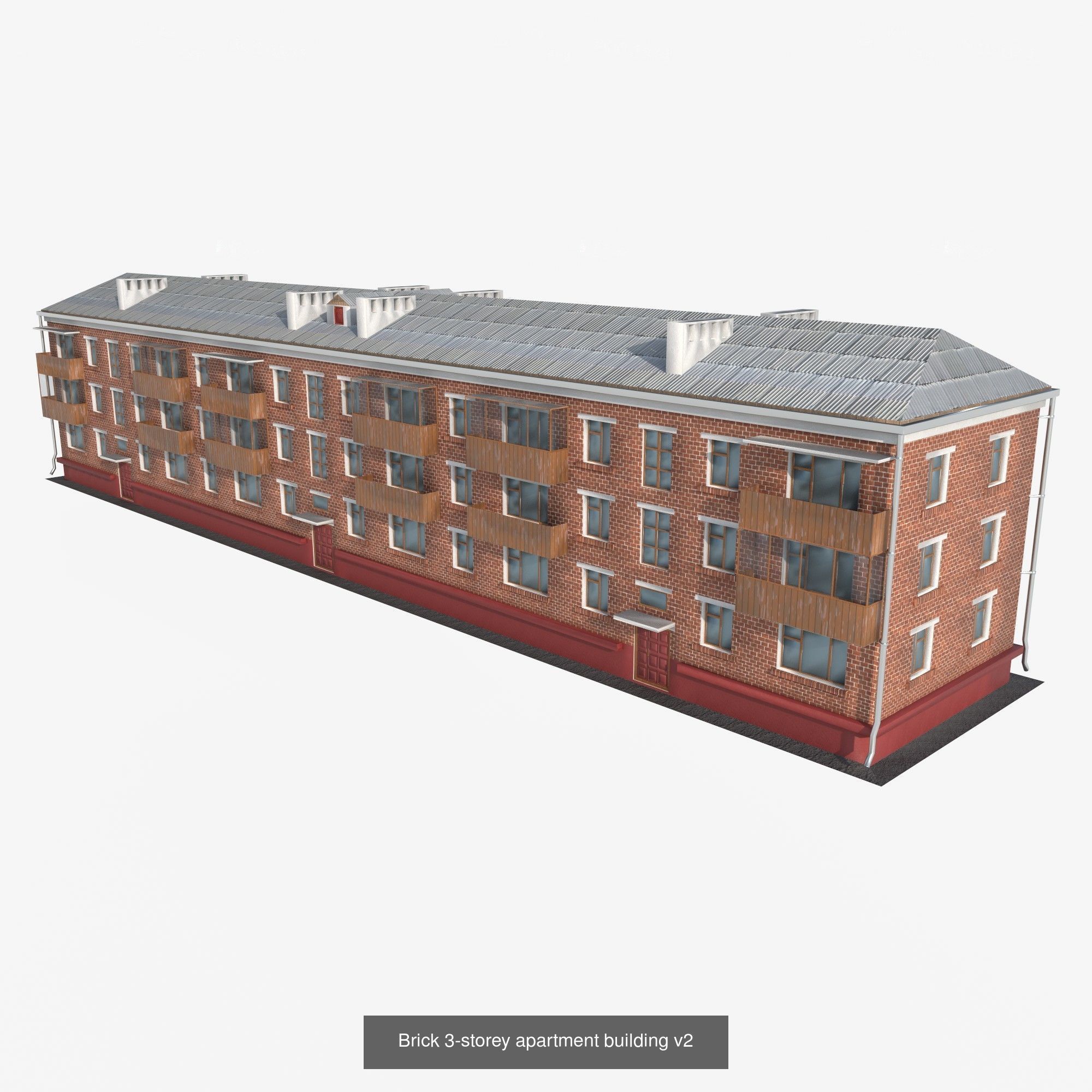 3-storey residential building 3D Model Collection_1