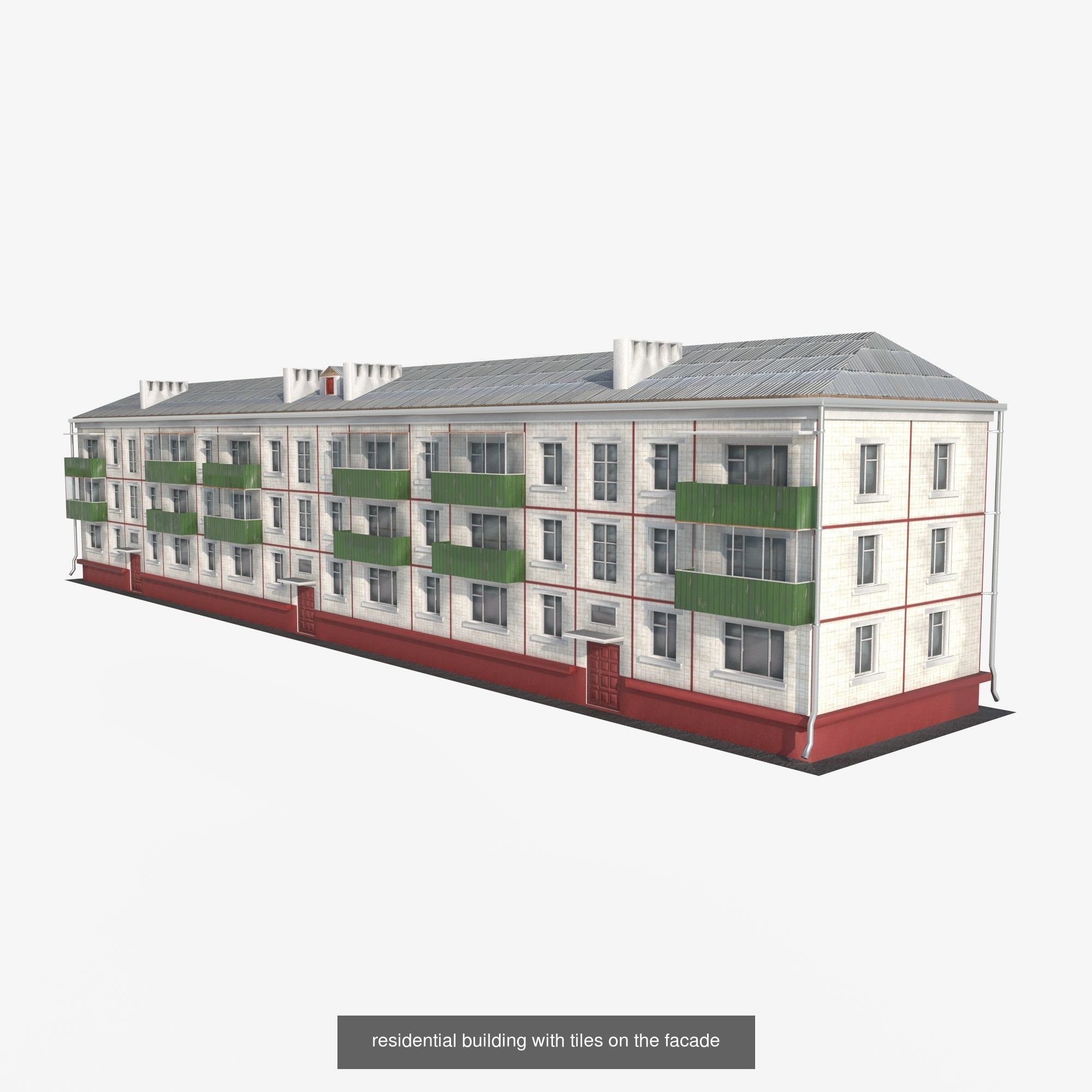3-storey residential building 3D Model Collection_7