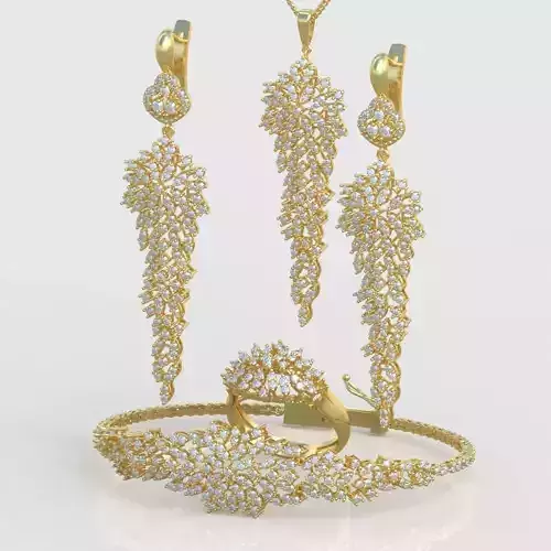 Ring Bracelet Earring and Pendant Set 3D printable model 0031 3D Model Collection