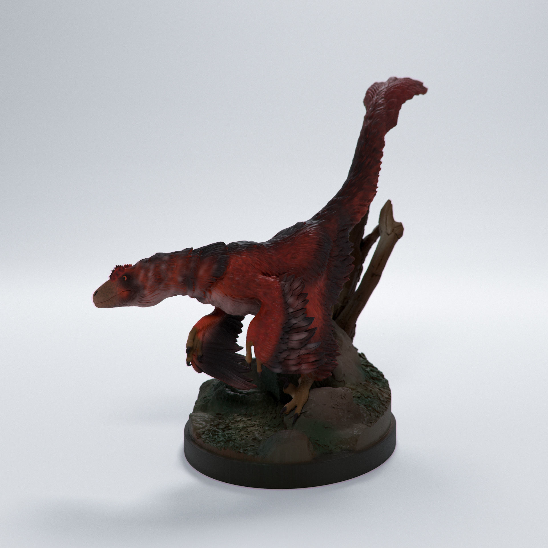 Deinonychus sneaking 1-35 scale pre-supported dinosaur 3D print model_6