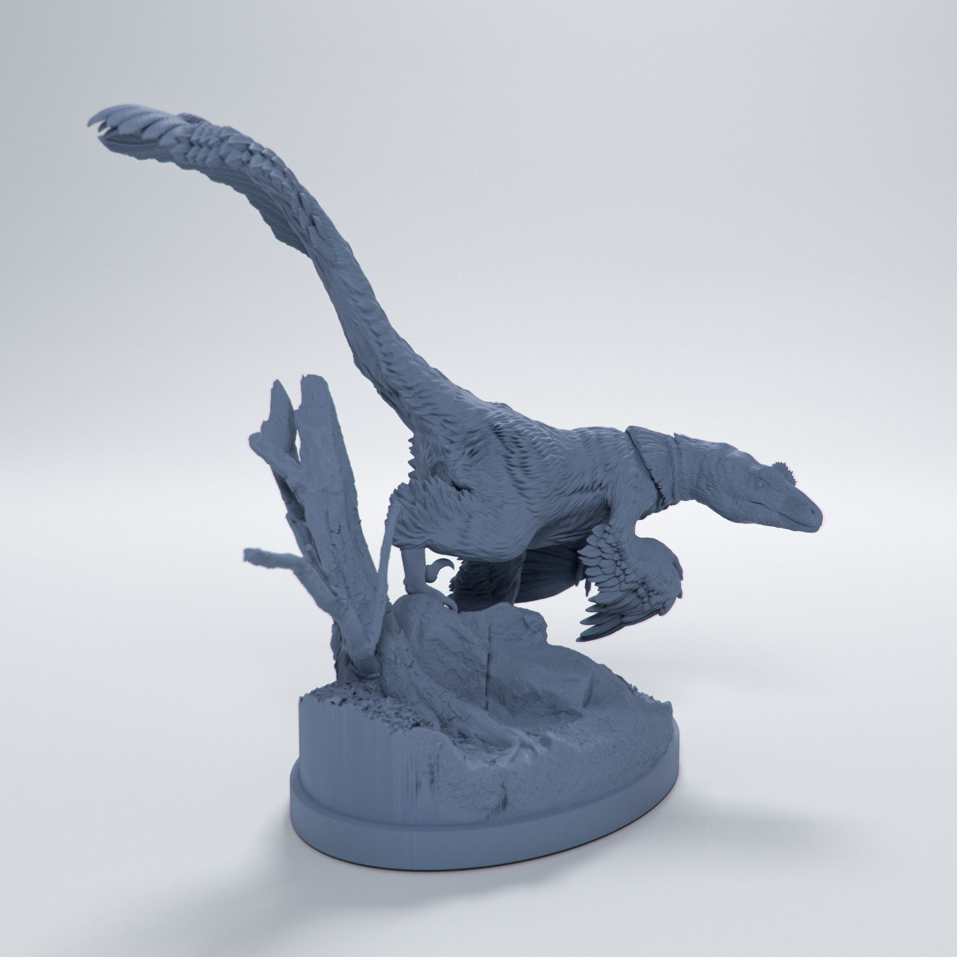 Deinonychus sneaking 1-35 scale pre-supported dinosaur 3D print model_3