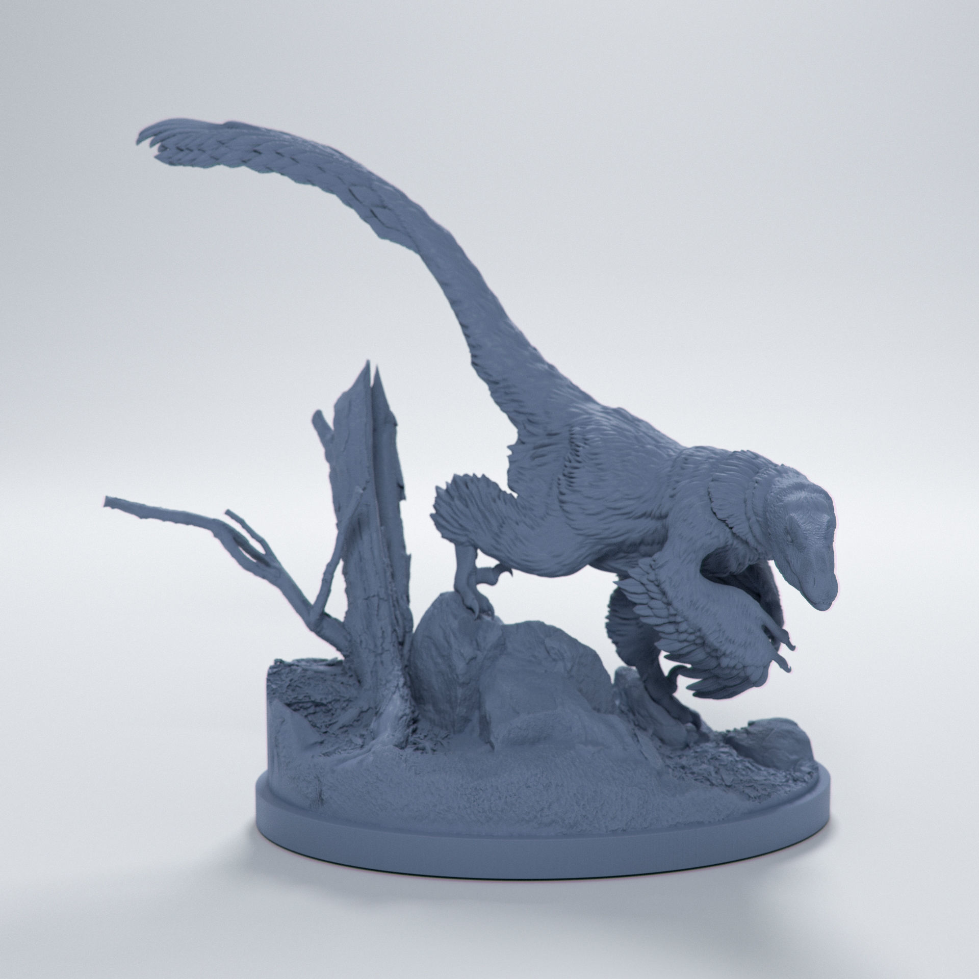 Deinonychus sneaking 1-35 scale pre-supported dinosaur 3D print model_1