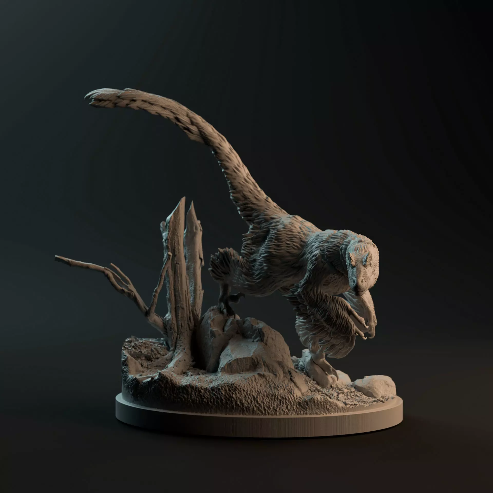 Deinonychus sneaking 1-35 scale pre-supported dinosaur 3D print model_0