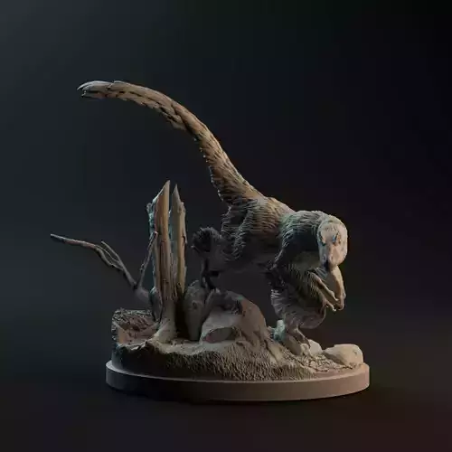 Deinonychus sneaking 1-35 scale pre-supported dinosaur 3D print model