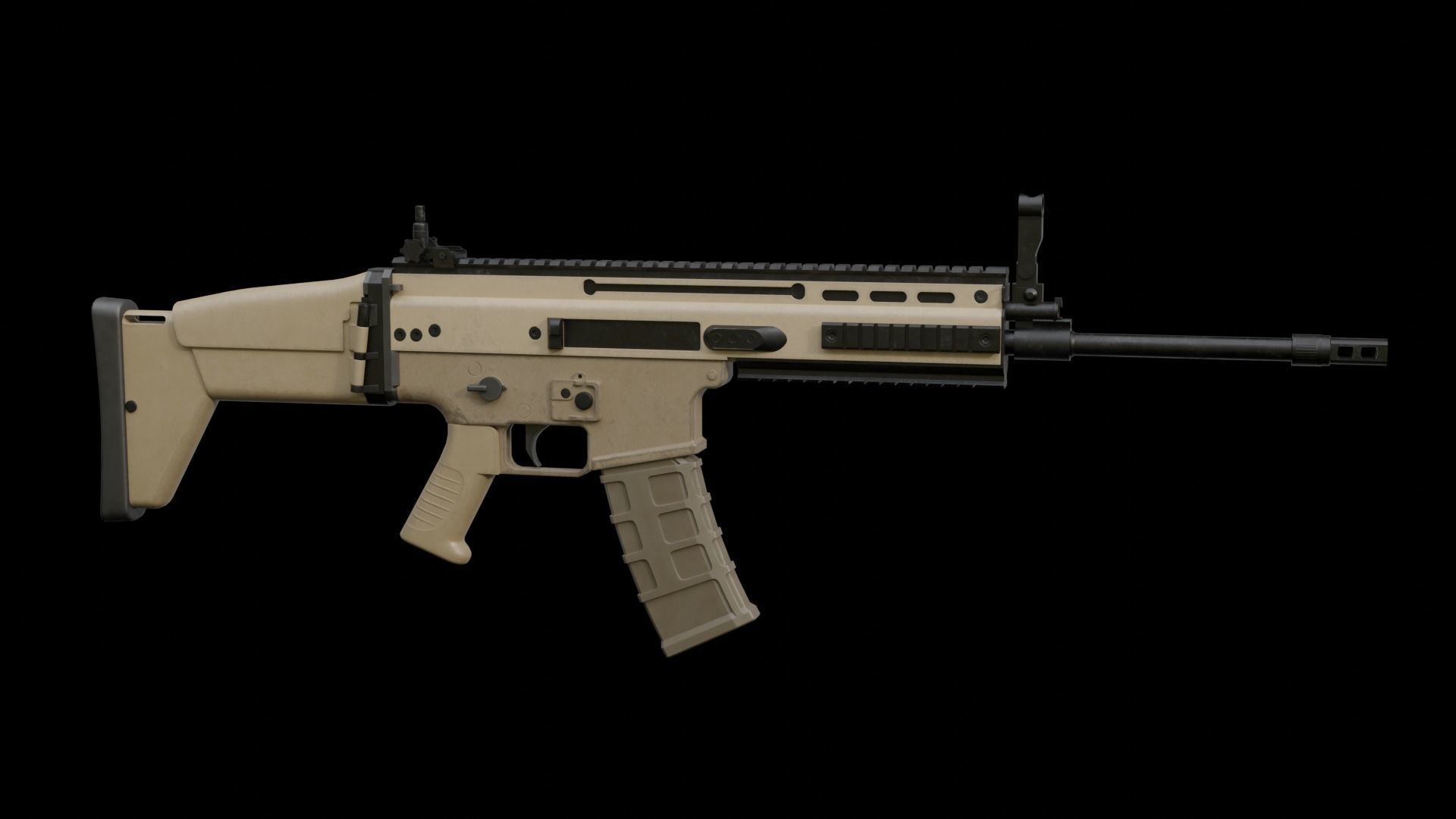 SCAR-H assault rifle Low-poly 3D model_4