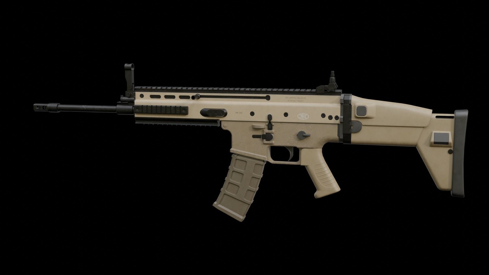 SCAR-H assault rifle Low-poly 3D model_5