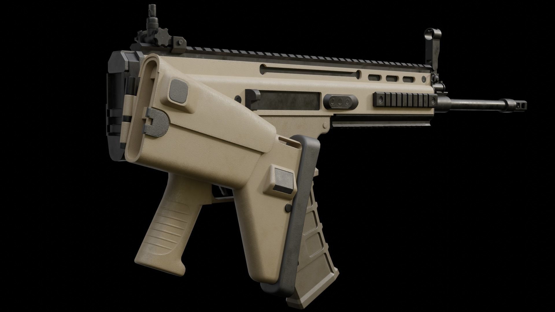 SCAR-H assault rifle Low-poly 3D model_2