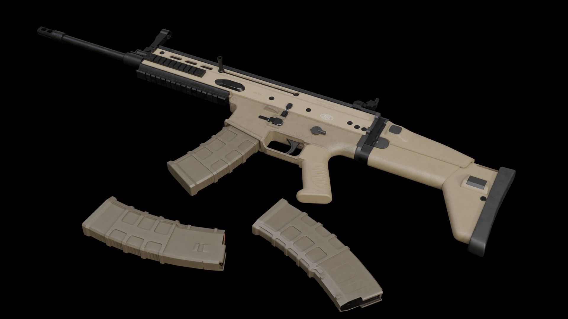 SCAR-H assault rifle Low-poly 3D model_1