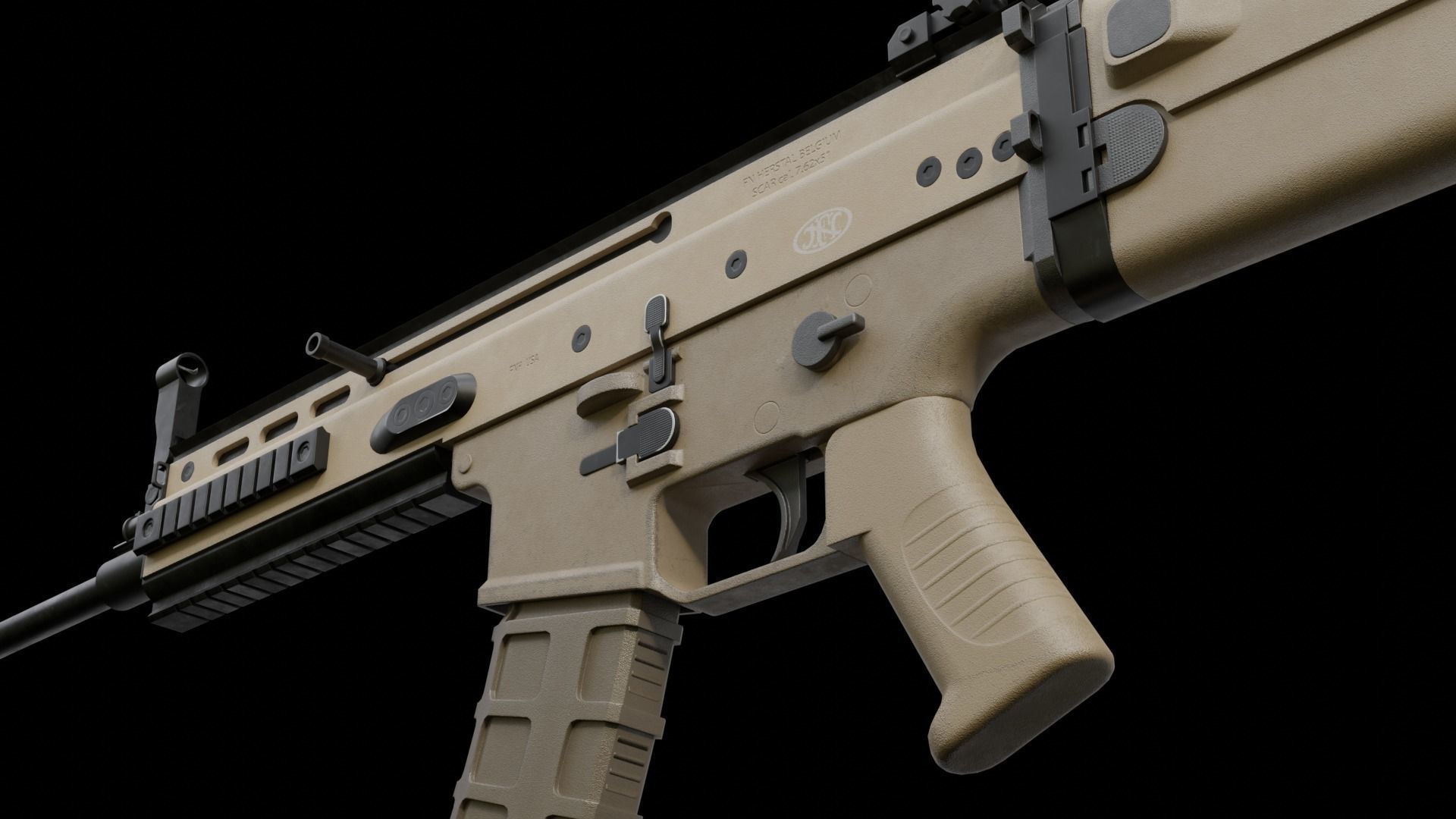 SCAR-H assault rifle Low-poly 3D model_6