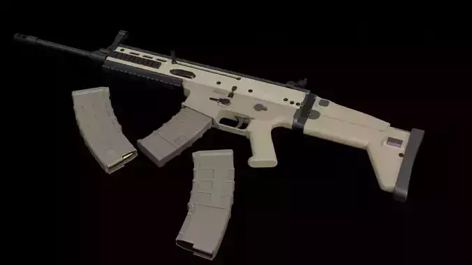 SCAR-H assault rifle Low-poly 3D model