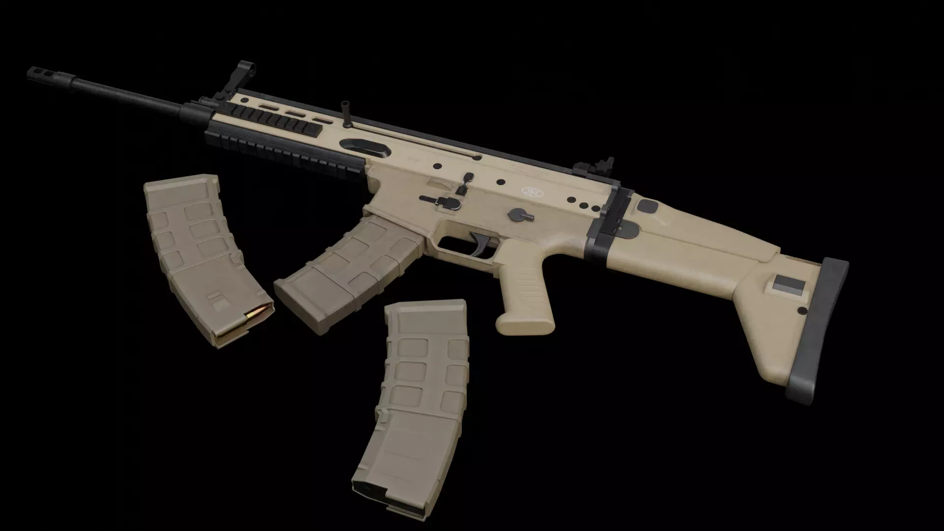 SCAR-H assault rifle Low-poly 3D model_0