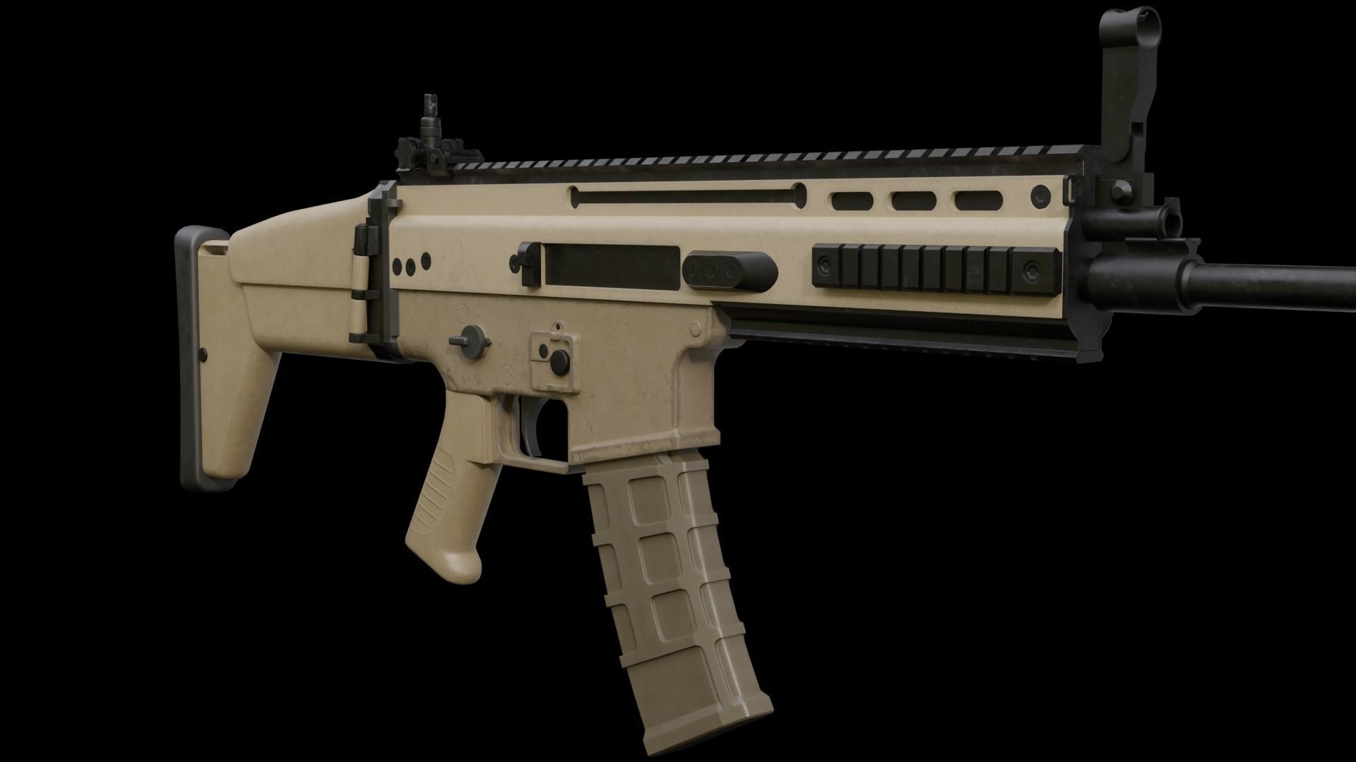 SCAR-H assault rifle Low-poly 3D model_3