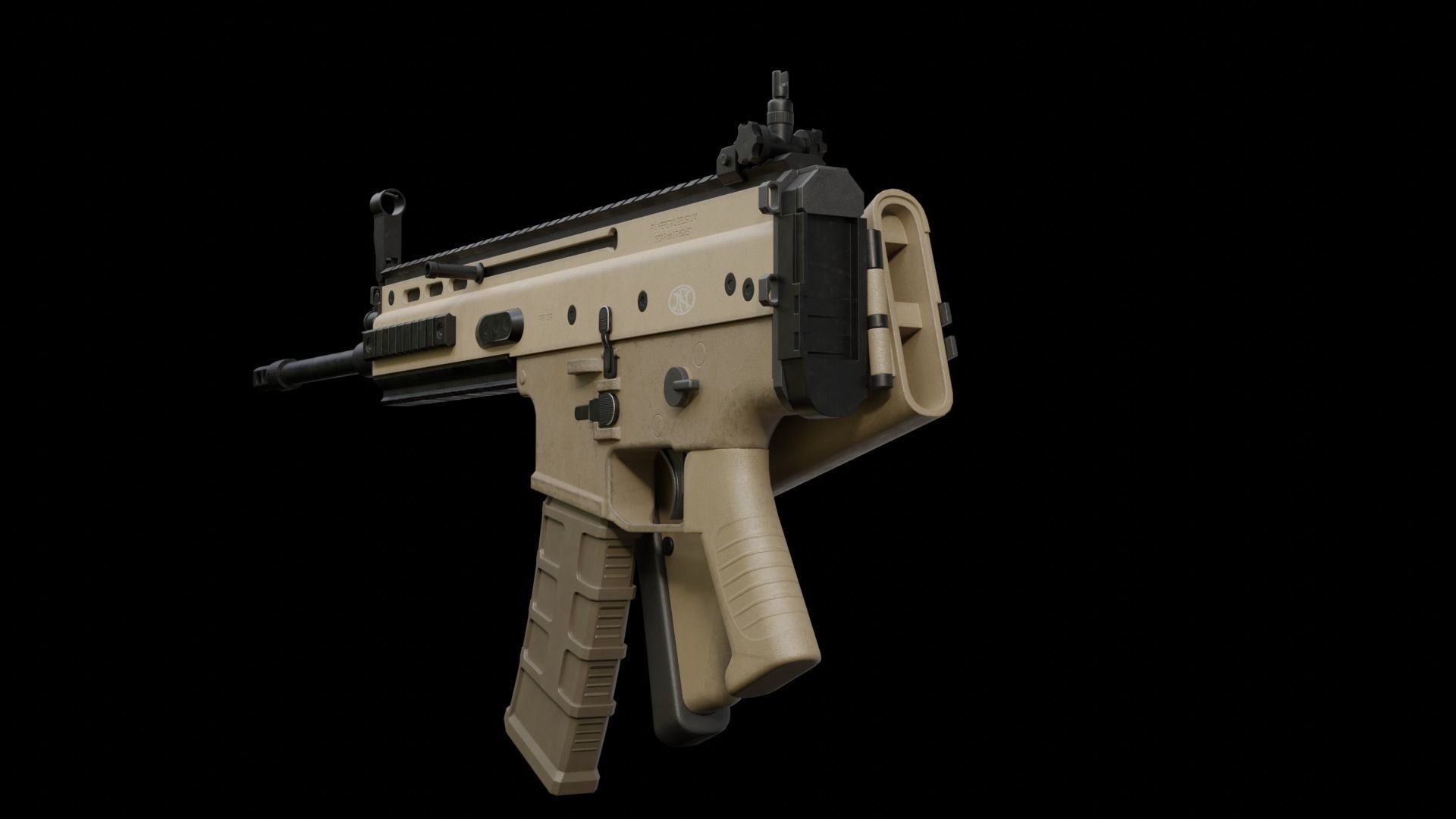 SCAR-H assault rifle Low-poly 3D model_8