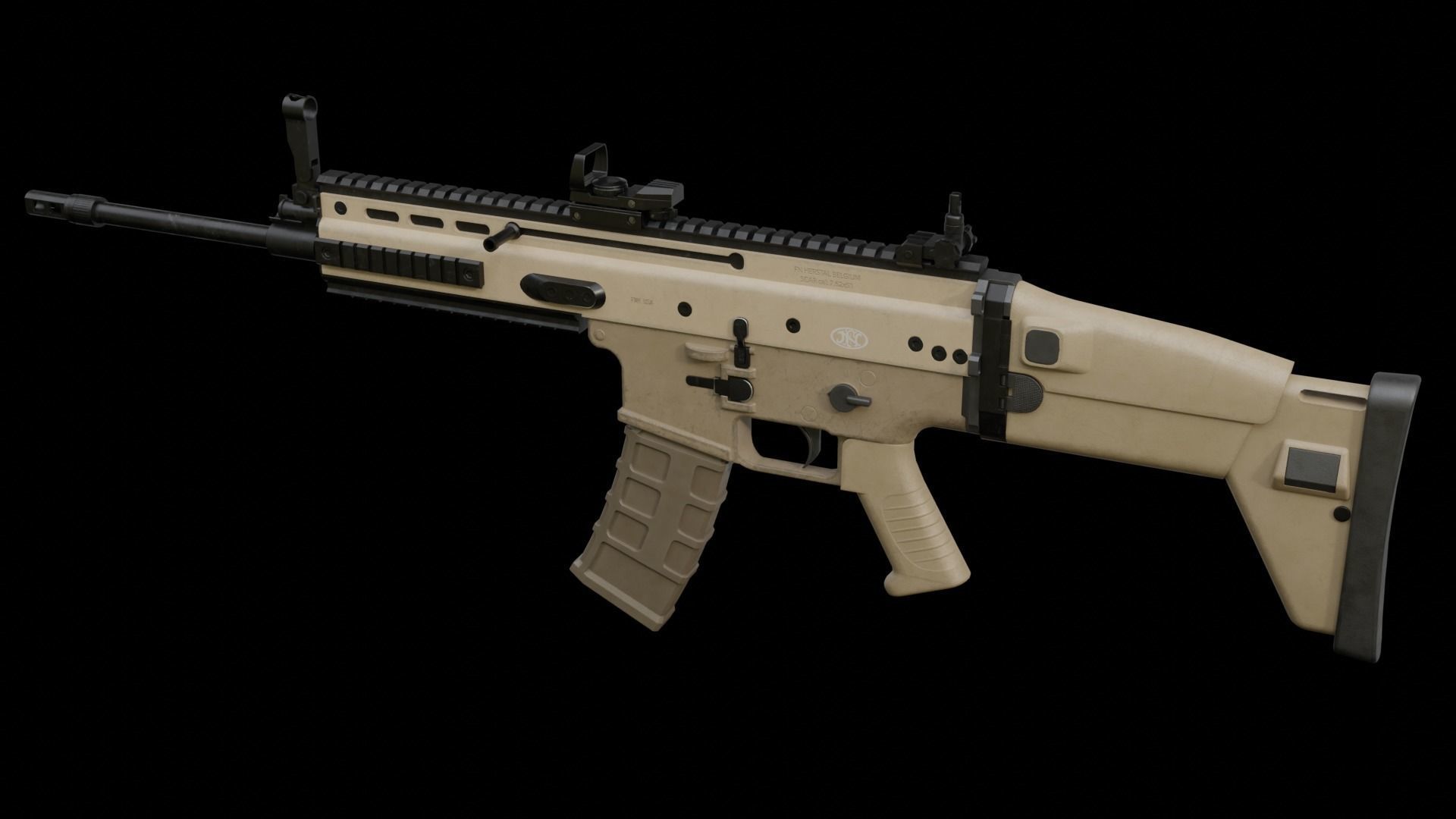 SCAR-H assault rifle Low-poly 3D model_9