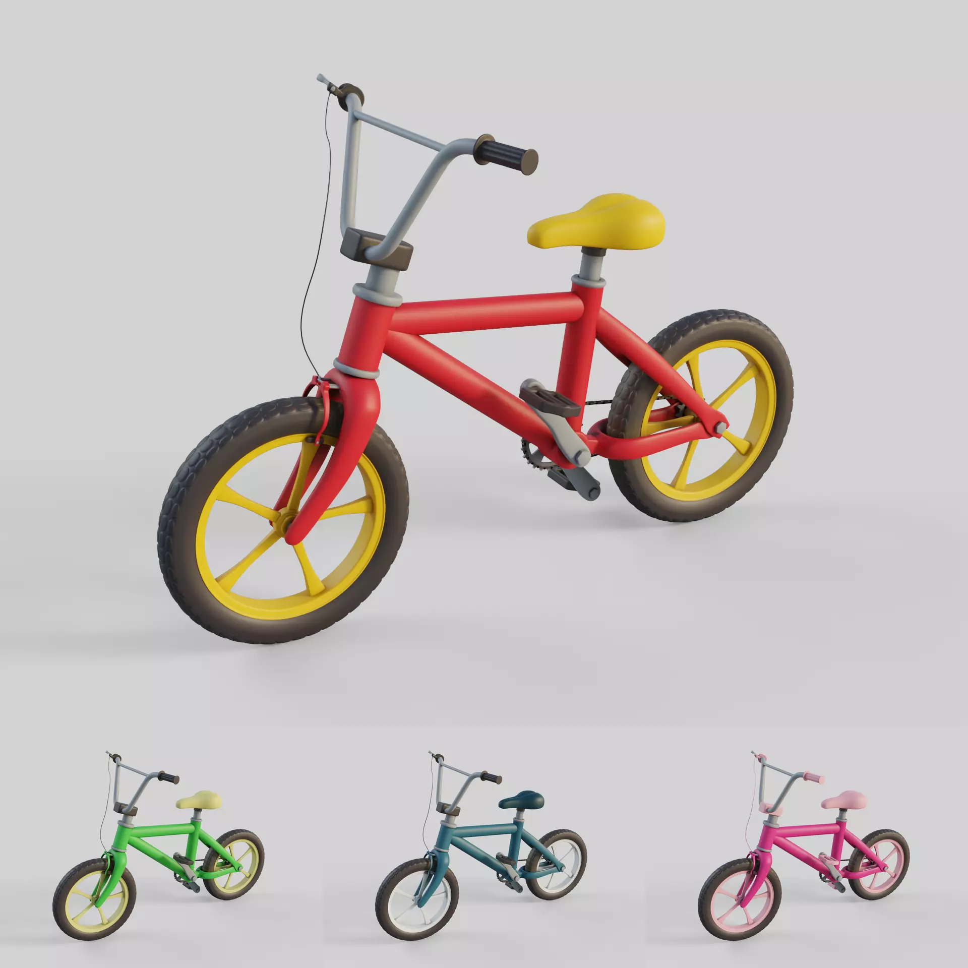 Cartoon Bike 3D model_0