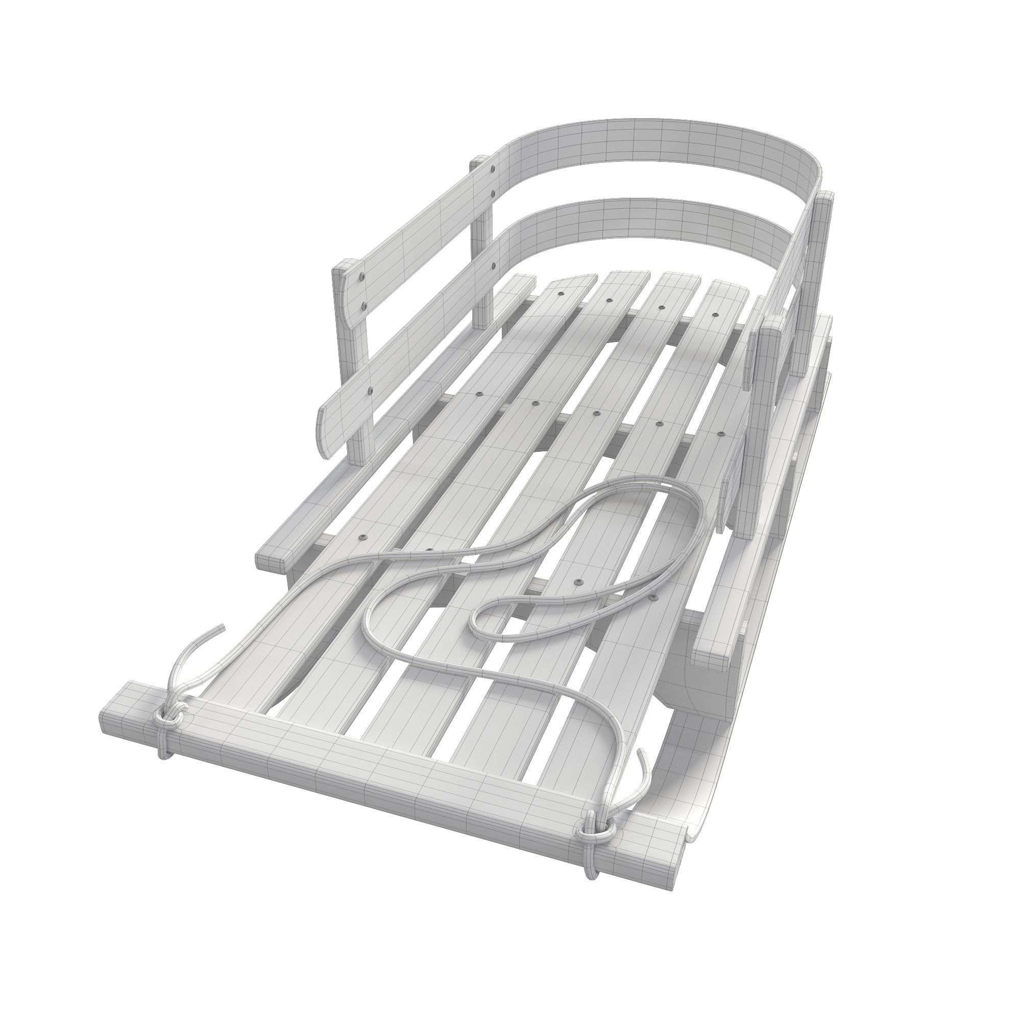Wood sled 3D model_9