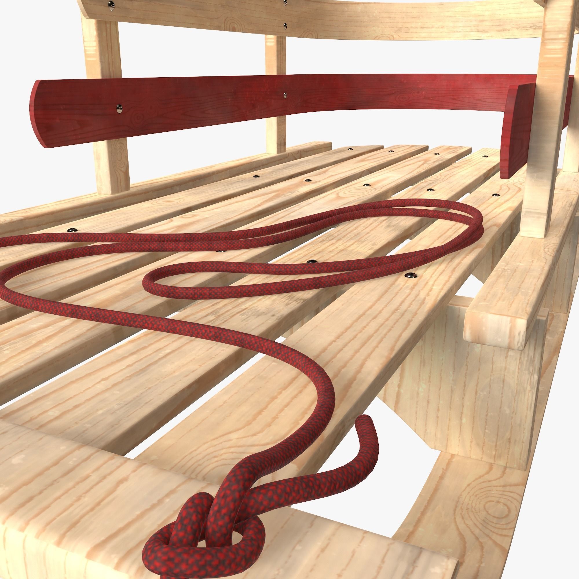 Wood sled 3D model_5