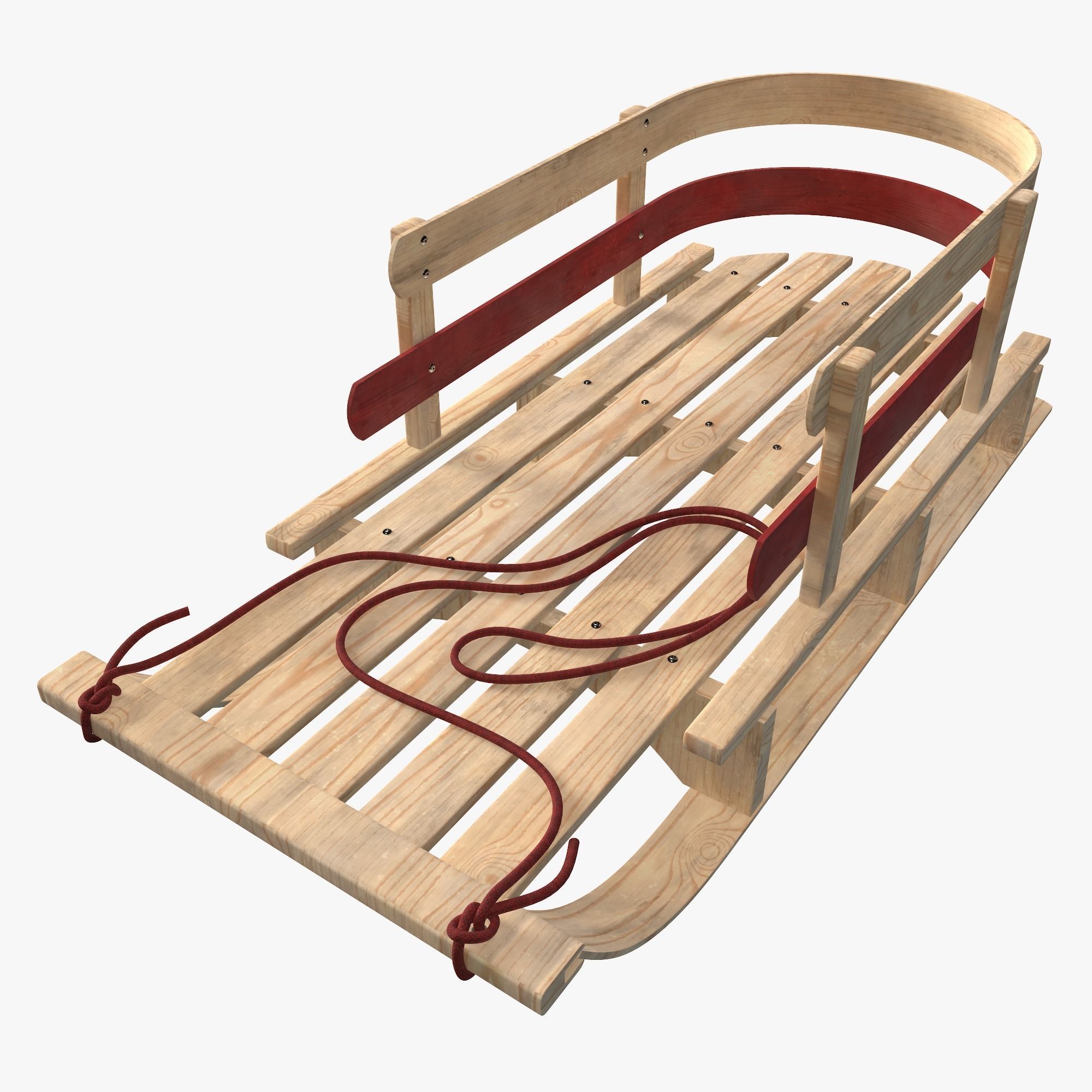 Wood sled 3D model_1