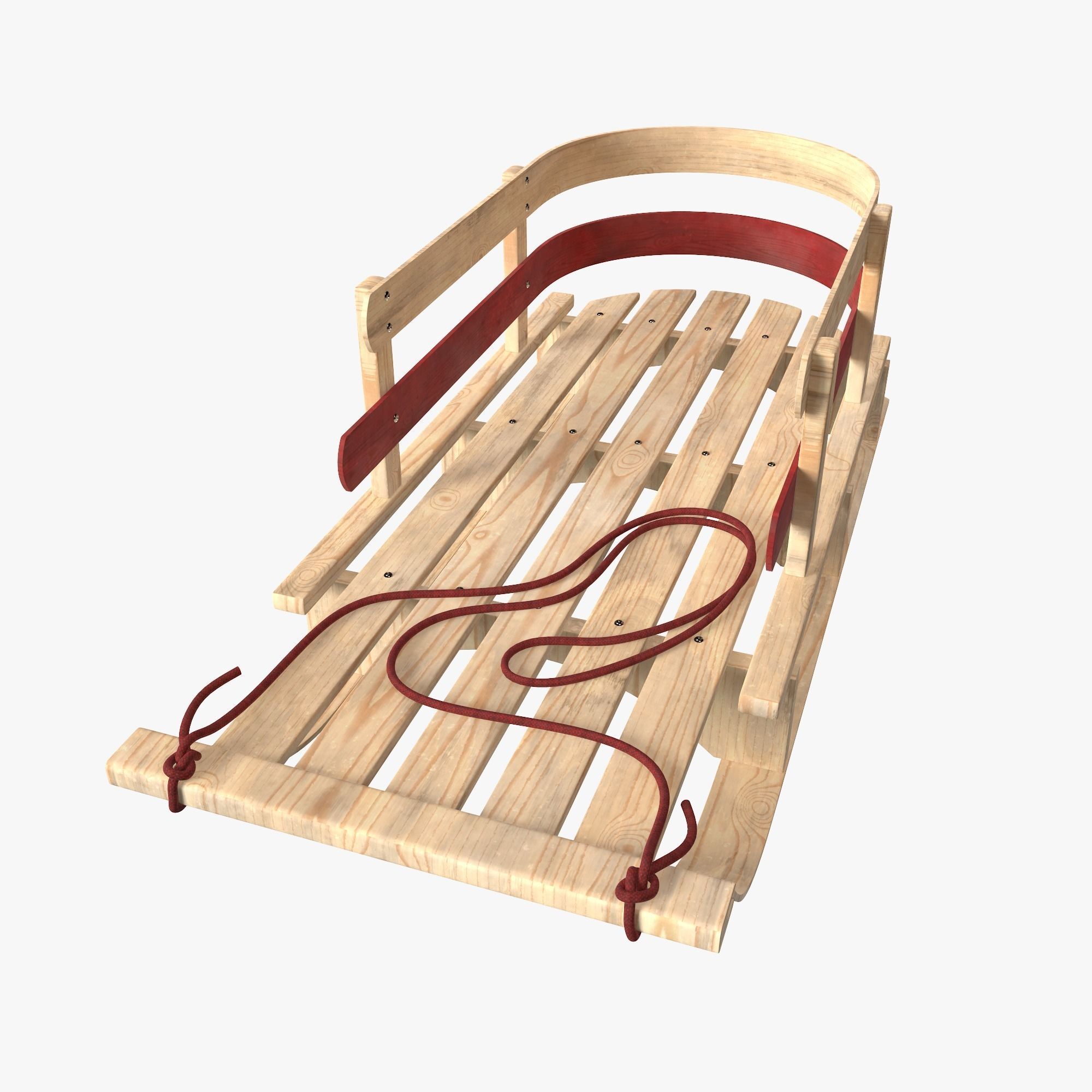 Wood sled 3D model_3