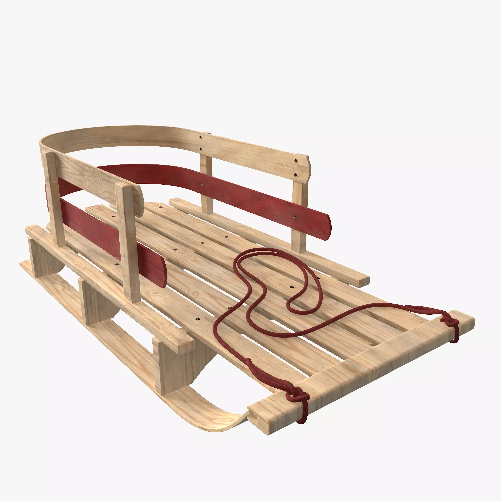 Wood sled 3D model_0
