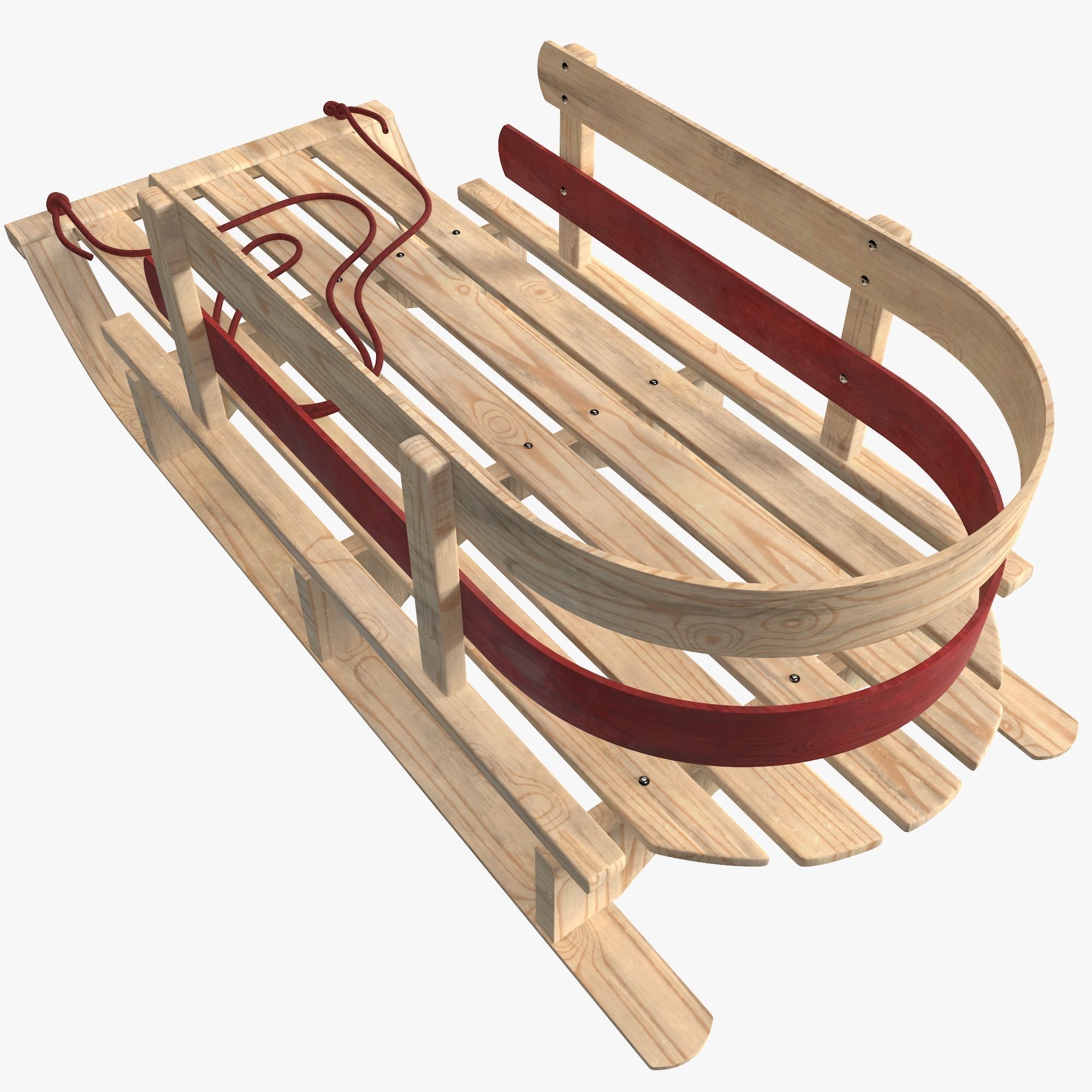 Wood sled 3D model_2