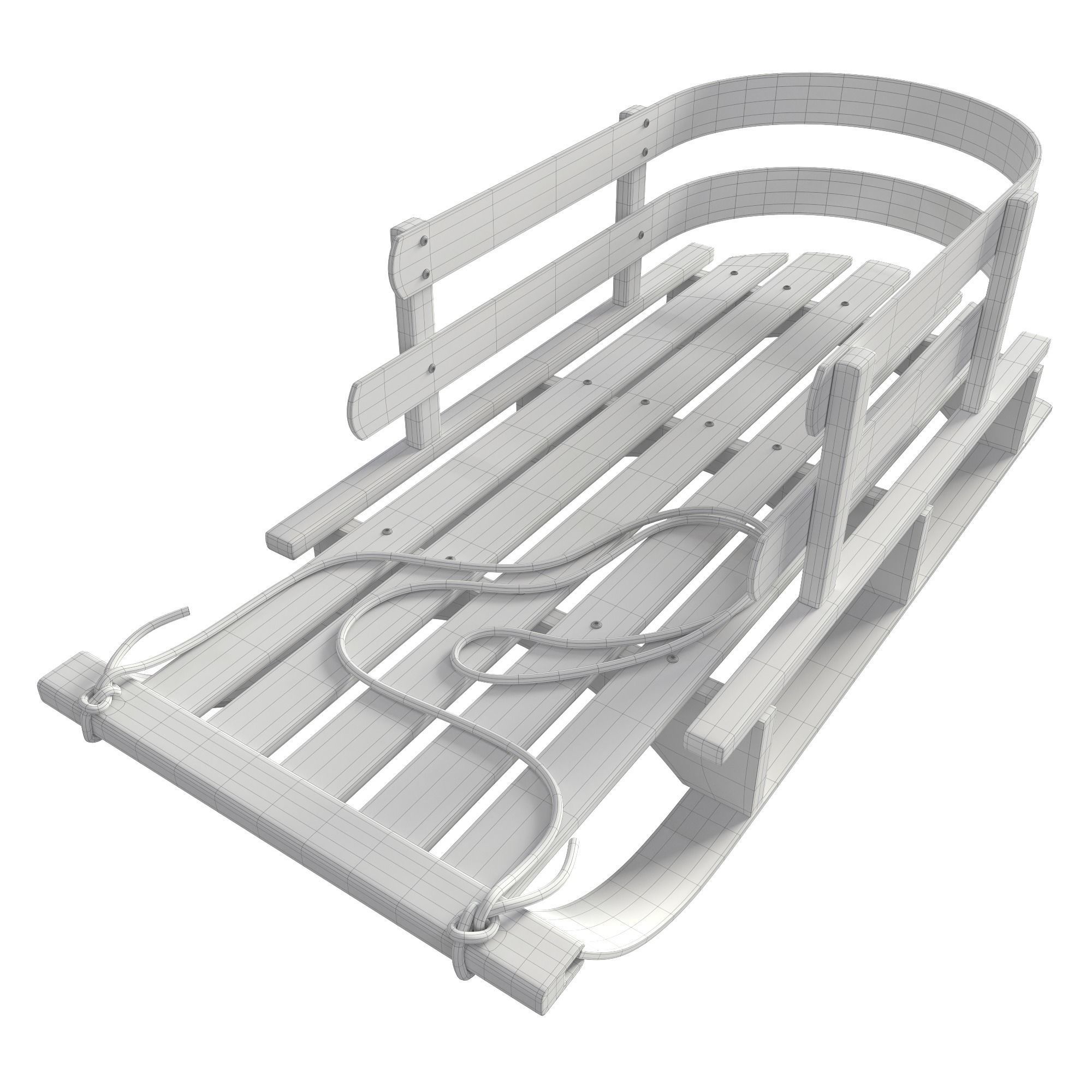 Wood sled 3D model_10