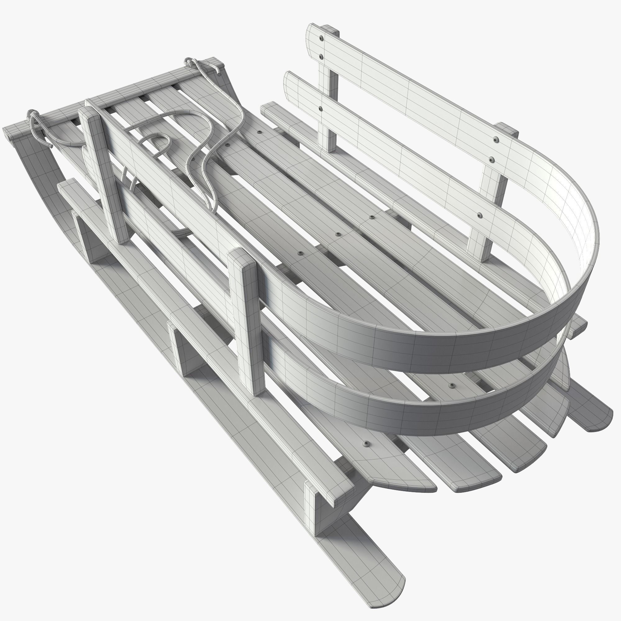 Wood sled 3D model_11