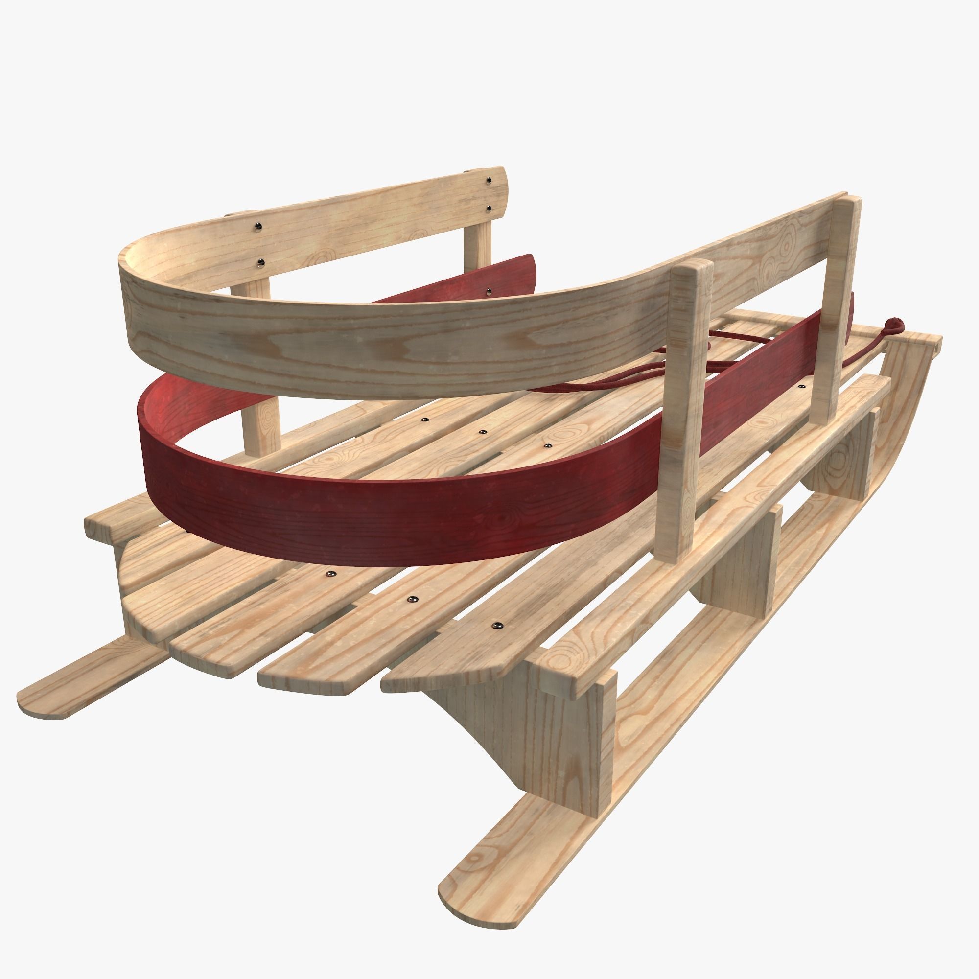 Wood sled 3D model_6