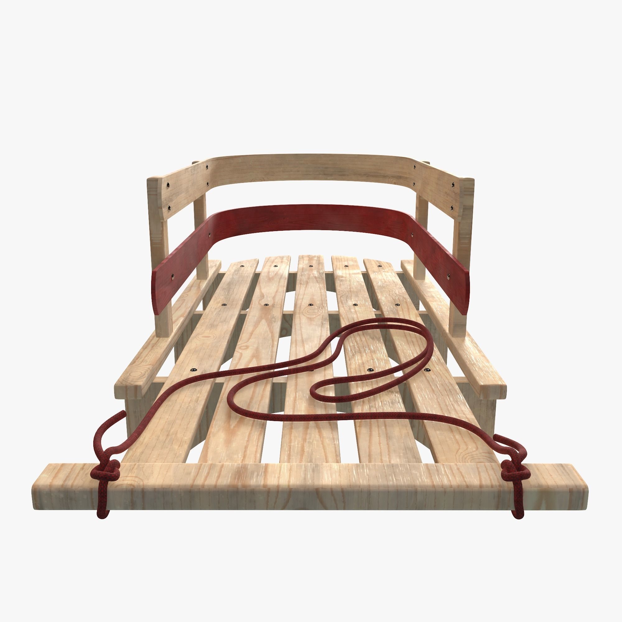 Wood sled 3D model_4