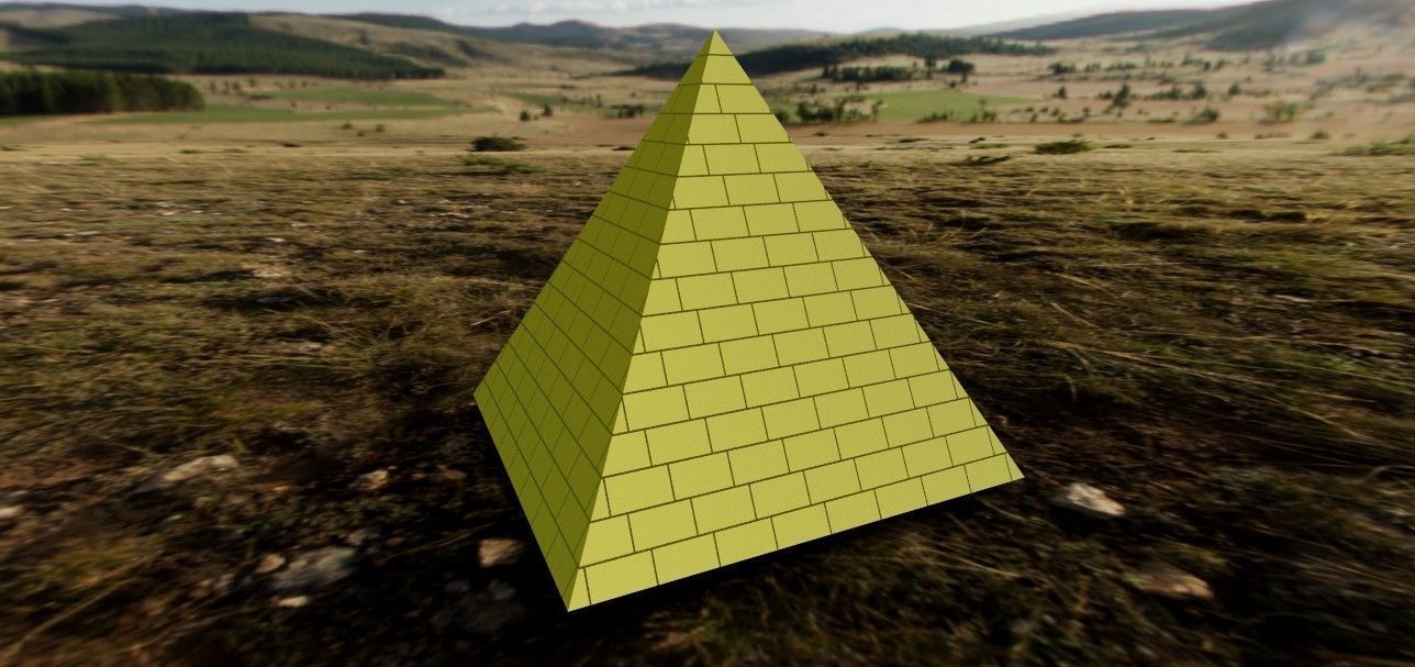 Pyramid 3D Model golden brick Low-poly 3D model_5