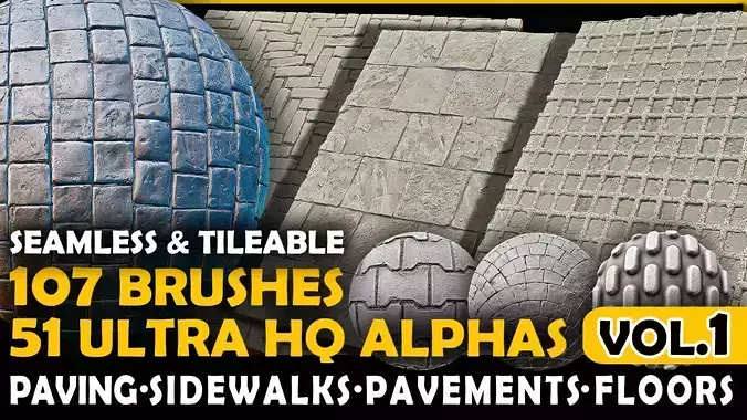 Ultra HQ Paving Seamless Sculpt Zbrush brushes and Alphas Vol1
