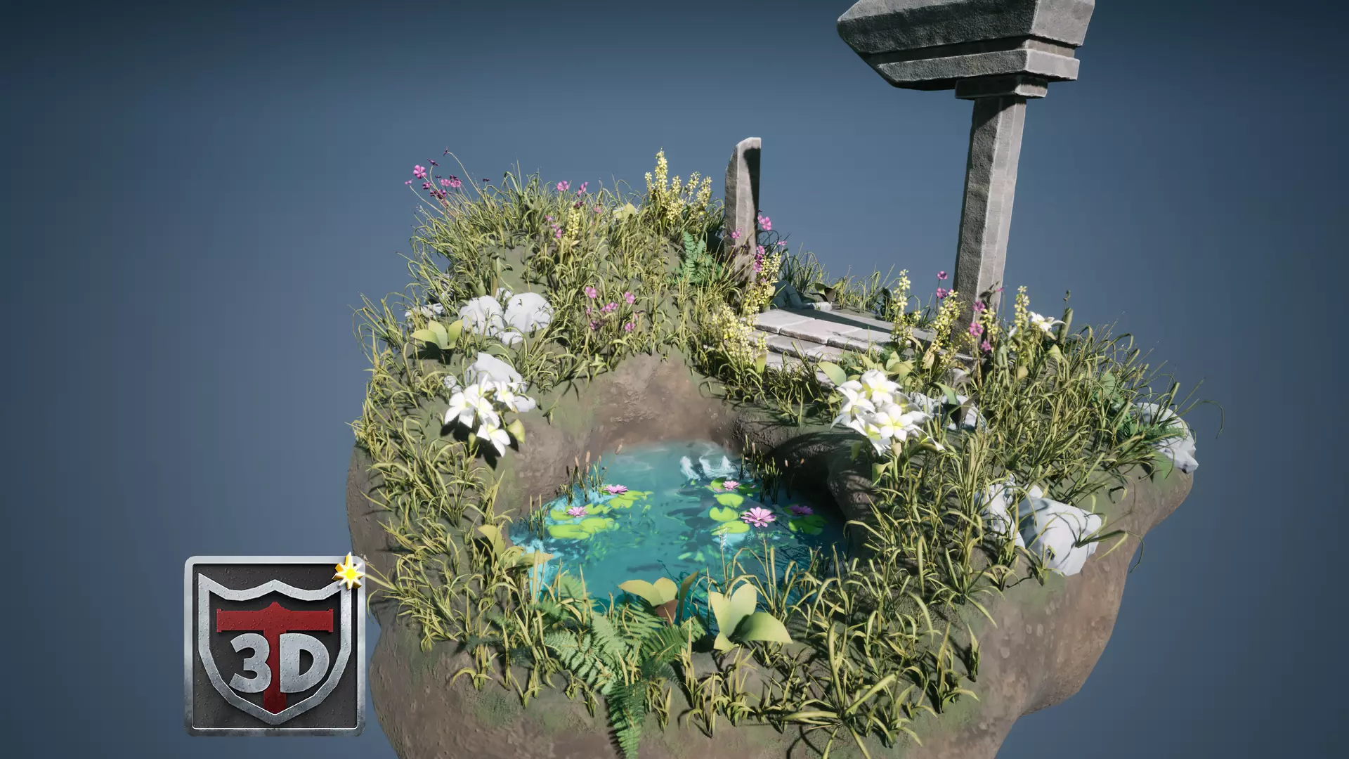 Blender 3 UE5 Stylized Foliage Guide Environment Scene 3D model_0